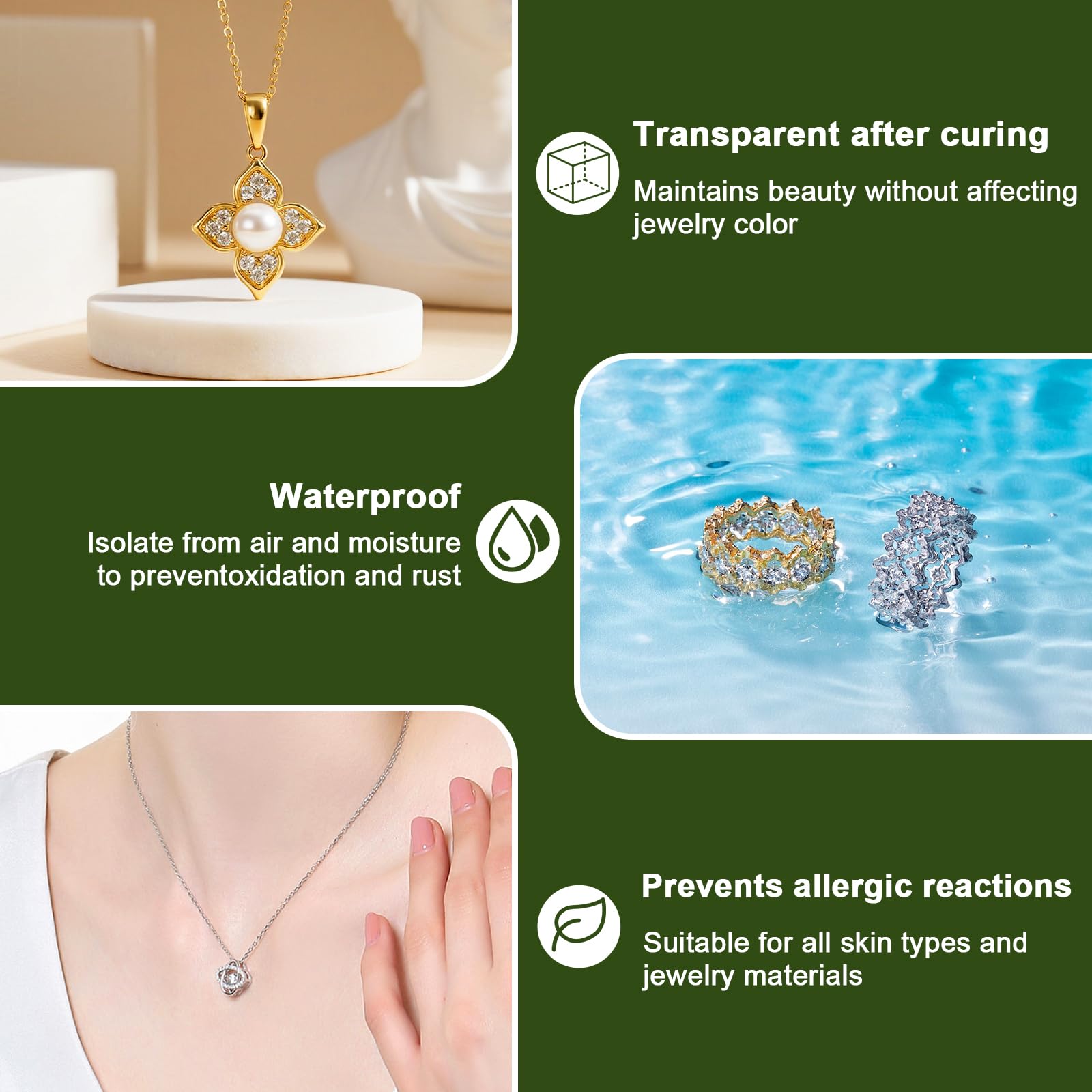 1DFAUL 50ml Revêtement de Protection pour Bijoux, Scellant pour Bijoux Protection Contre le Ternissement Maintient un Brillant Éclat, Contre l'usure et l'oxydation, Convient aux Métaux, Pierres