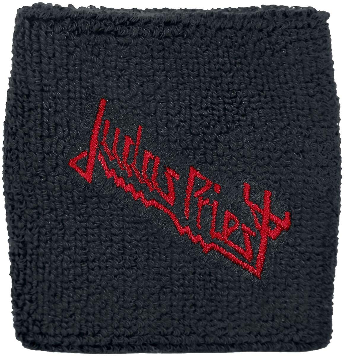 Razamataz Judas Priest Logo Embroidered Wrist Sweatband - Men's Heavy Metal Fan Accessory - Red - One Size
