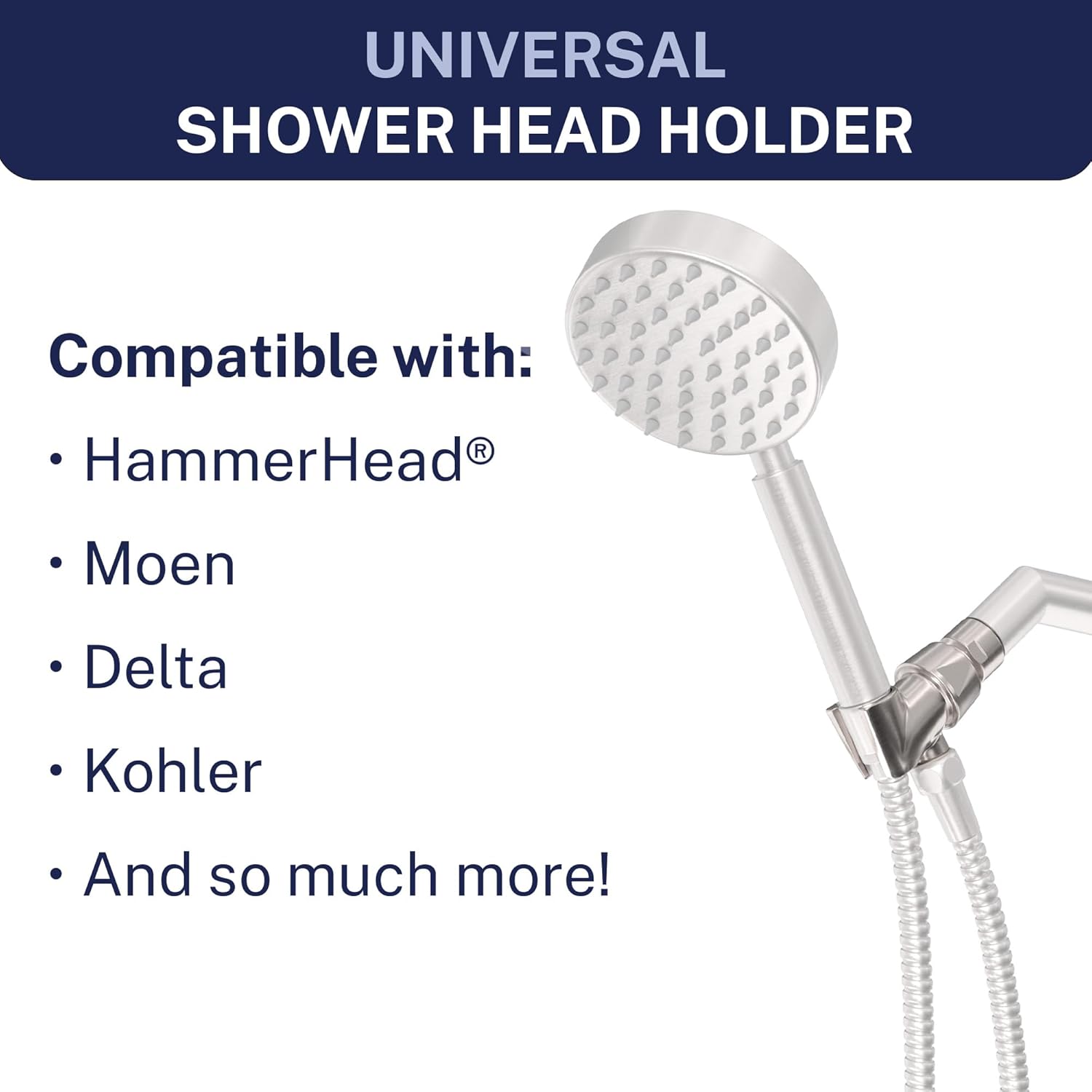 HmerHead Showers® Solid Metal Handheld Shower Head Holder - Brushed