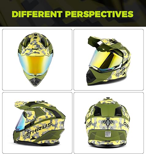 Miniatura 2 de Orthrus Dual Sport Adventure Motorcycle Helmet DOT Certified for Adults, UV Protected Dual Visor & Intercom Slot, ATV UTV Dirt Bike Snowmobile Off