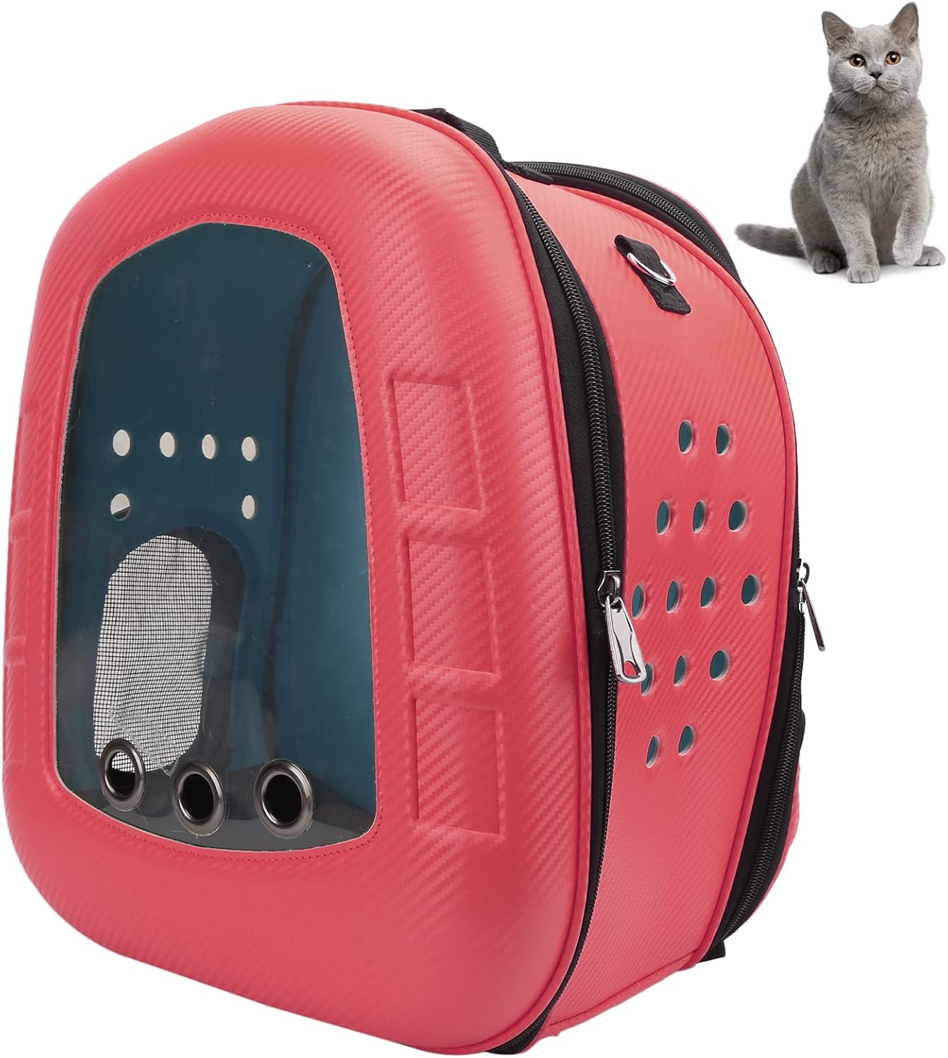 Pet Backpack Space Capsule, EVA Material, 42x37x25cm - Breathable, Thickened Design, Ergonomic for Small Cats and Dogs (Red)