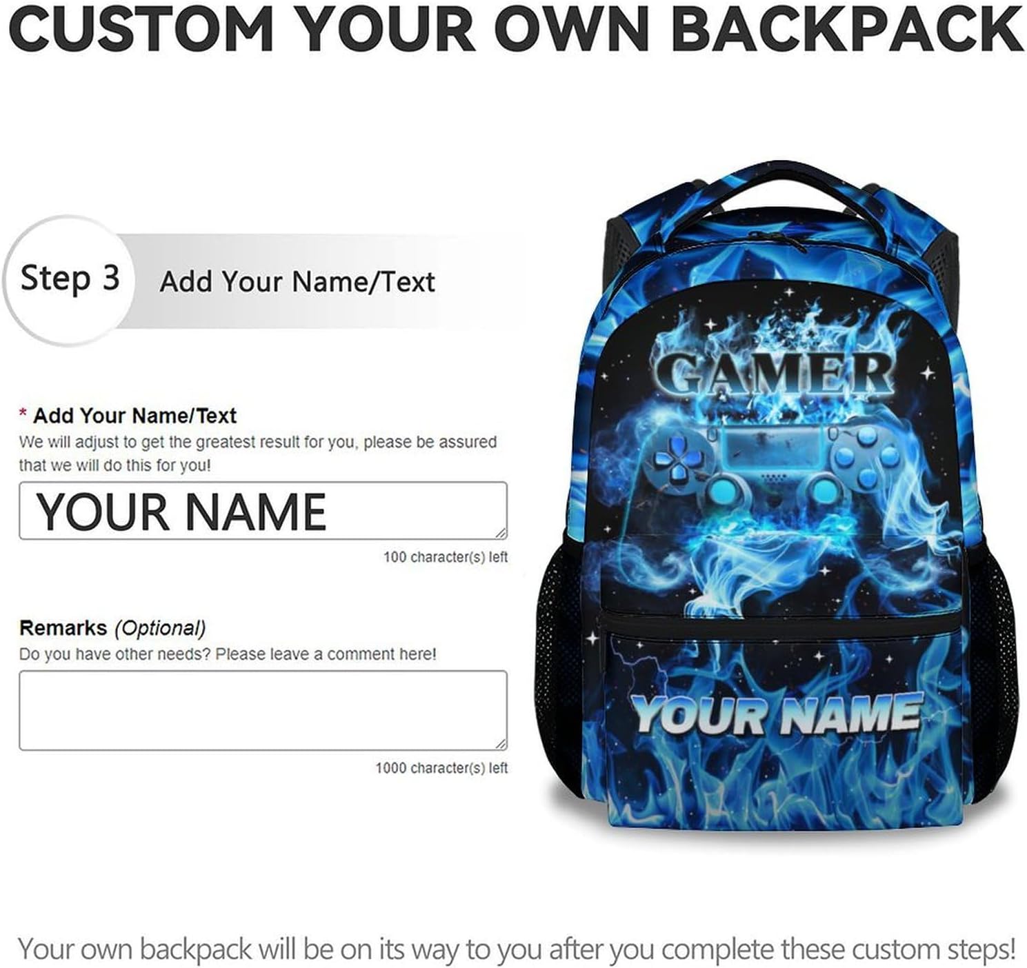 School Backpack for Kids - Custom Gamer Boys Backpack for Elementary Middle School - 17 Inch Gaming Bookbag for Kindergarten with Adjustable Strap