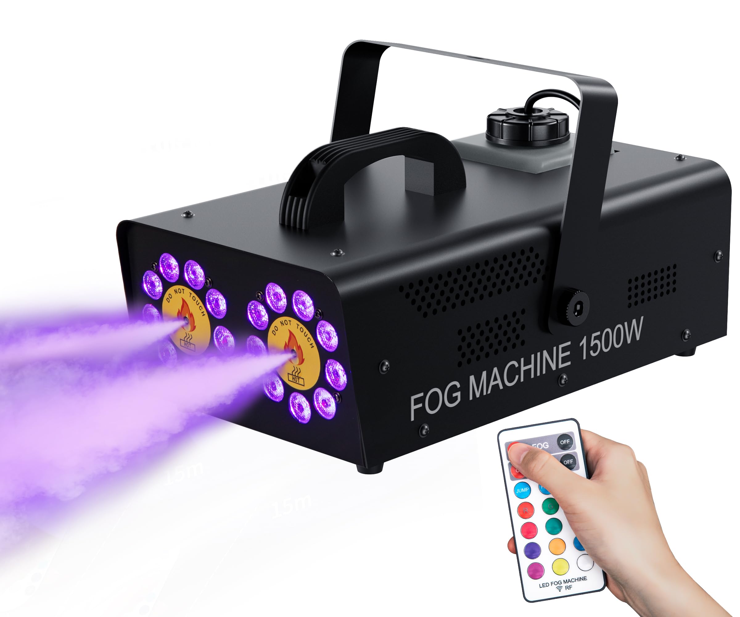 IMONE 1500W Dual Head Fog Machine | High Output Continuous Smoke Machine with 18 RGB LED Lights & Wireless Remote | Perfect for Parties, DJ, Halloween, Stage, Indoor/Outdoor Events