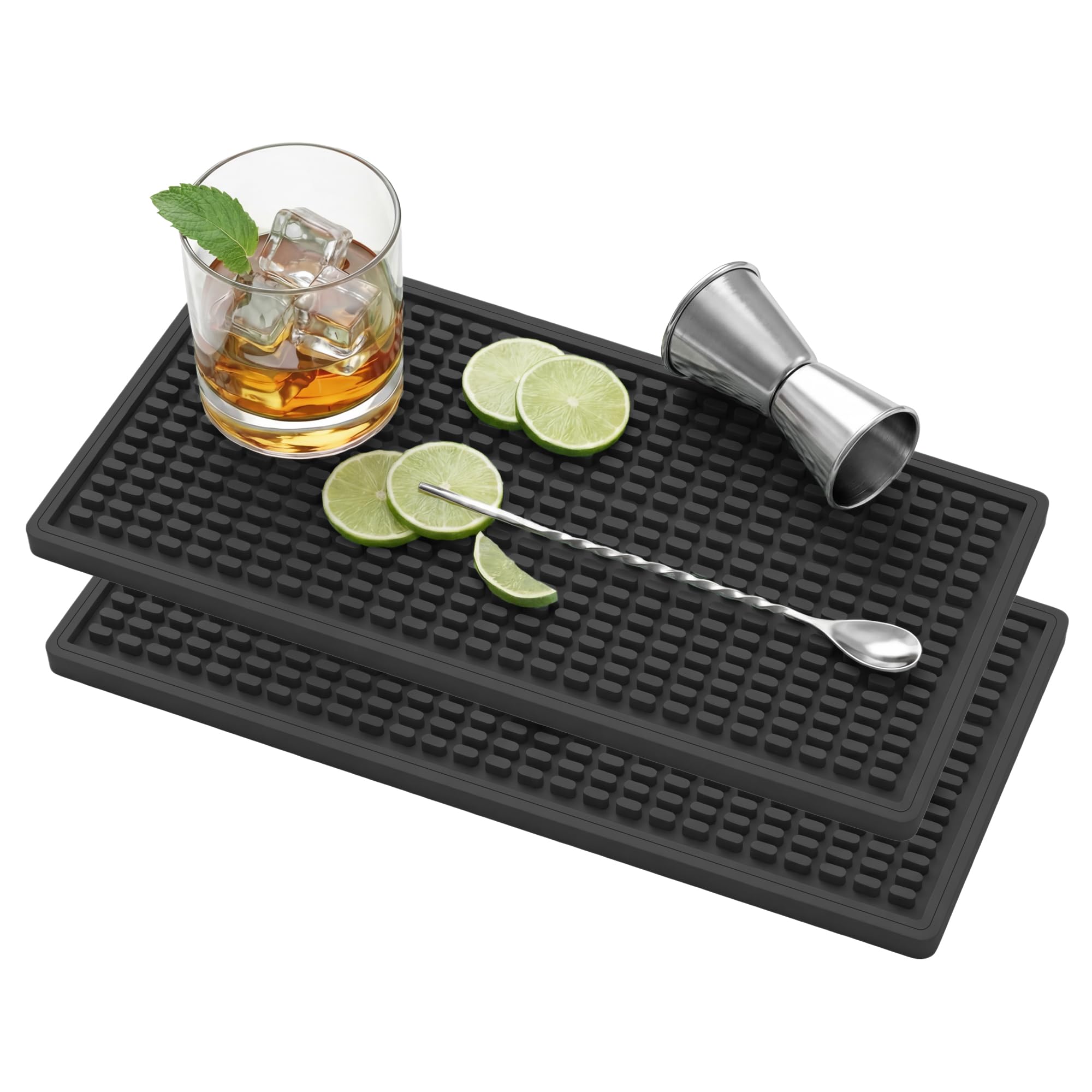 ZJWZLG Bar Mat Small - 5.9" x 11.8" (2Pcs) Bar Mats for Countertop, Bar Spill Mat for Bartending,Bartender kit and bar Accessories, Non-Slip Bar Mat