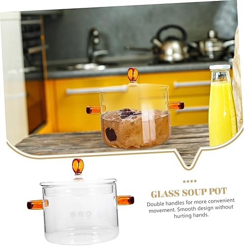 Miniatura 6 de Healeved Cacerola de vidrio para leche, olla transparente, cacerola para guisar, olla de vidrio para alimentos, olla para horno, olla para fideos,