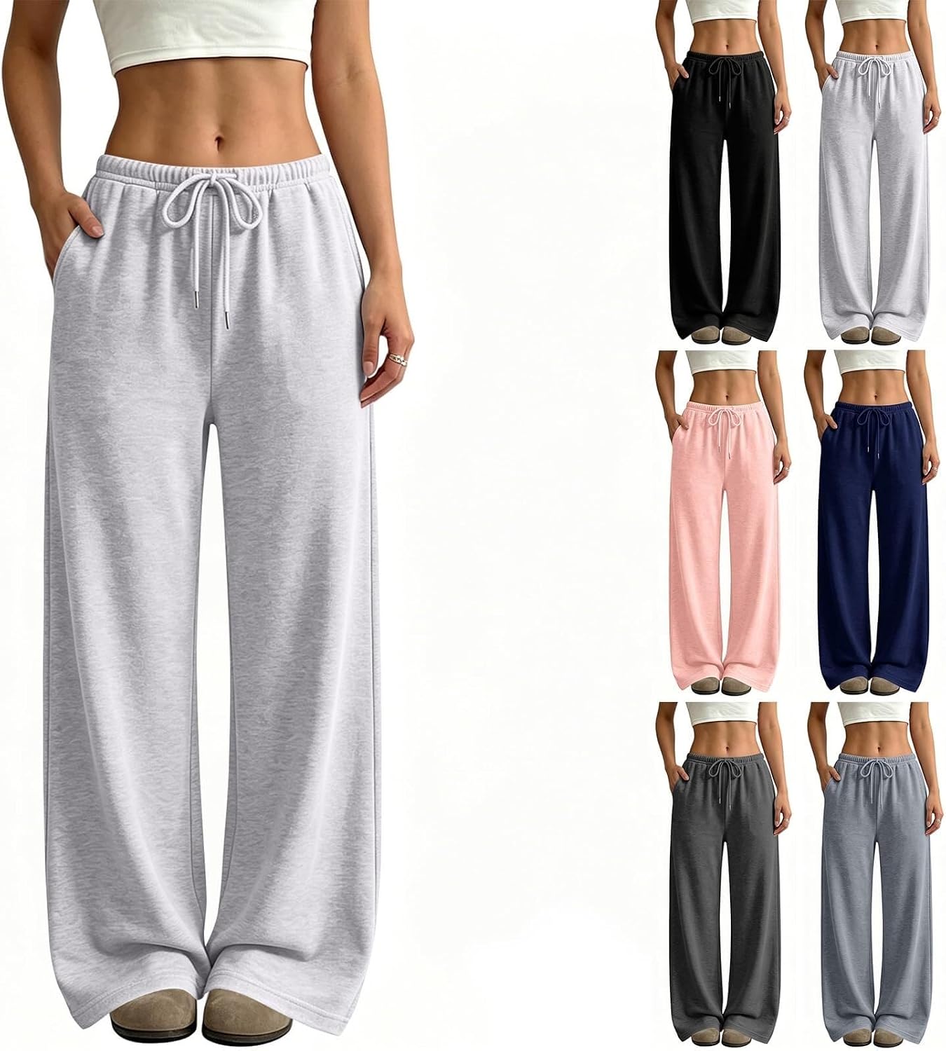 Womens Low Rise Baggy Sweatpants – Y2K Drawstring Wide Leg Lounge