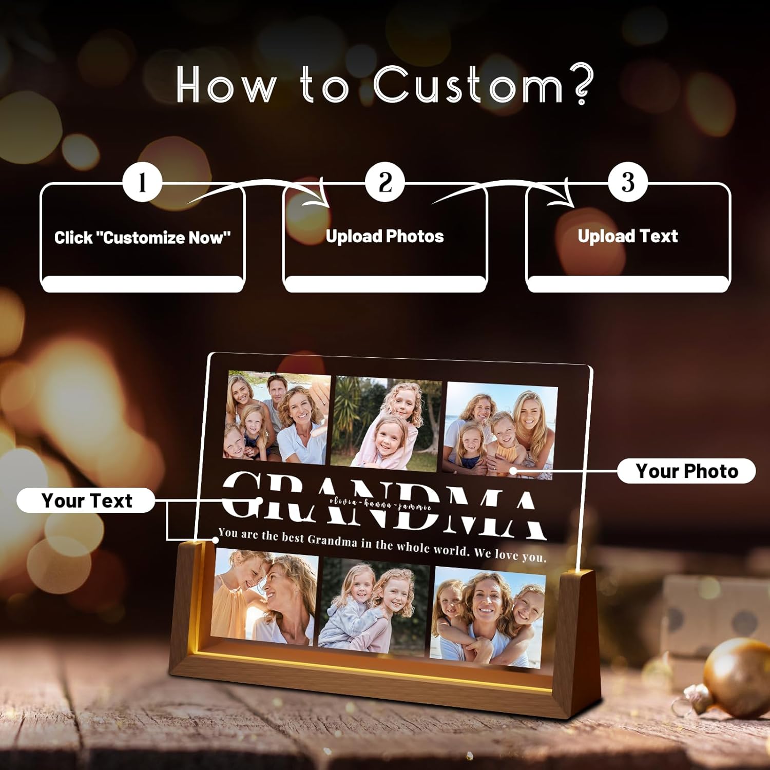 Personalized Grandma Picture Frame, Custom Grandma Gifts for Mothers Day from Grandkids, Customized Grandma Photo Frame, Best Grandma Ever Gifts on Birthday - Image 2