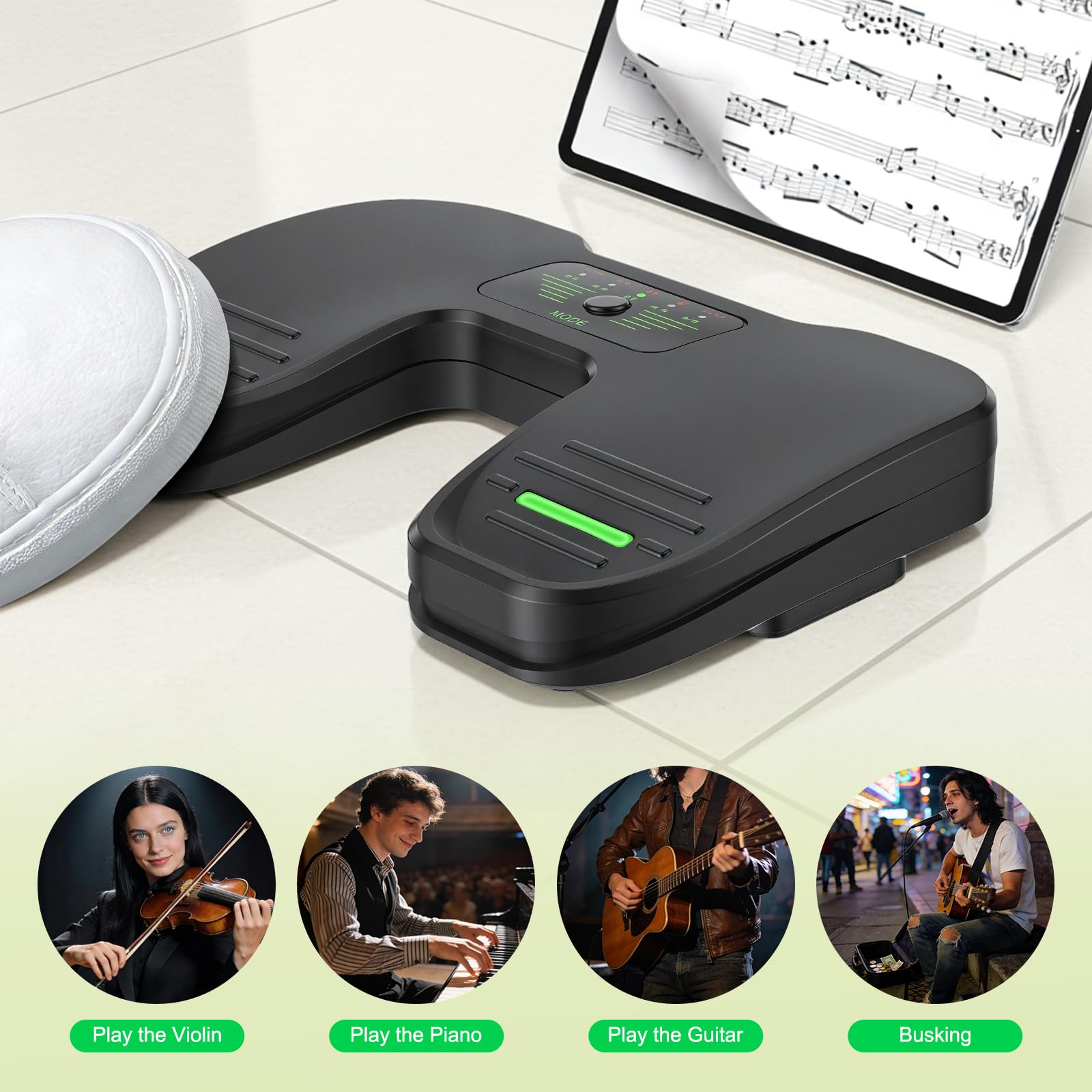 Pedale Bluetooth wireless per cambio pagina, controller musica e lettura, interruttore a pedale ricaricabile compatibile con tablet Android iOS