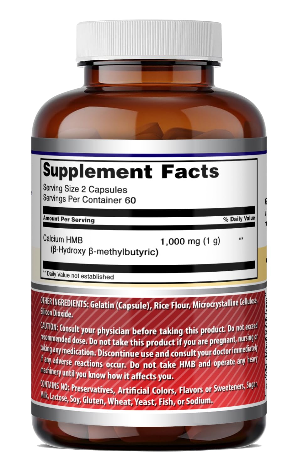 Amazing Formulas HMB 1000mg Capsules Supplement (Gluten Free) -Supports Workout Recovery (120 Capsules) — Amazon image 4