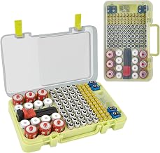 Battery Organizer Storage Case with Tester Checker. Batteries Holder Box Container for 120+ AA AAA 9V C D Lithium CR2025 CR1632 CR2032 Coin Cell Battery with Wall-Mounted Design -Green