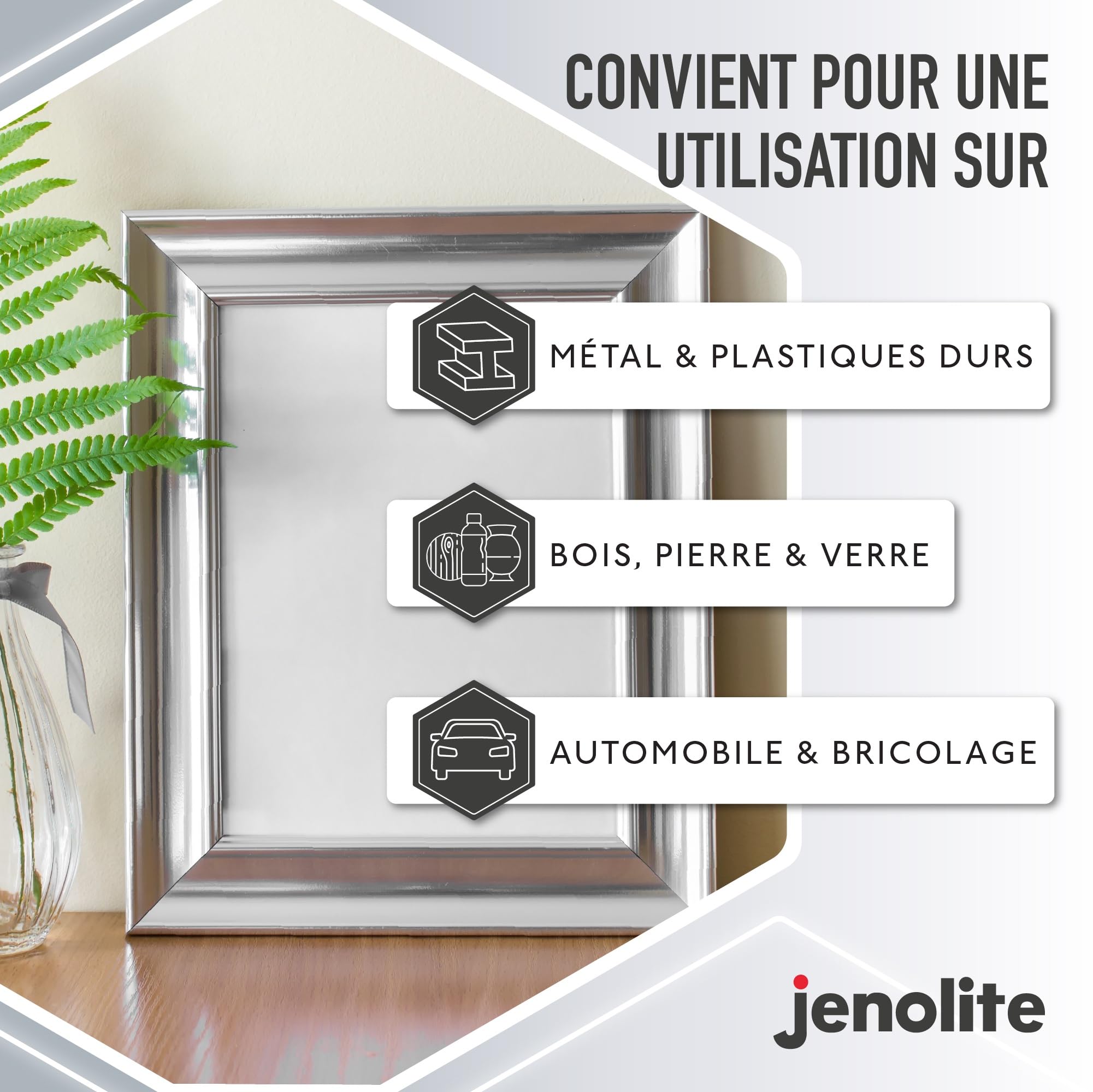 JENOLITE Lot de 3 bombes de peinture chromée | Peinture aérosol lisse argenté métallisé | Peinture chromée multi-surfaces pour métal, bois, plastique, céramique | Pour intérieur et extérieur | 3 x 400