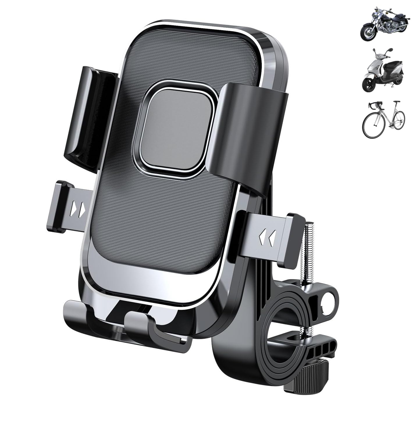 Bike Phone Mount, One-Hand Operation and 360° Rotation, Universal for 4"-6.9" Phones, Handlebar Attachment for Motorcycle, ATV, Scooter
