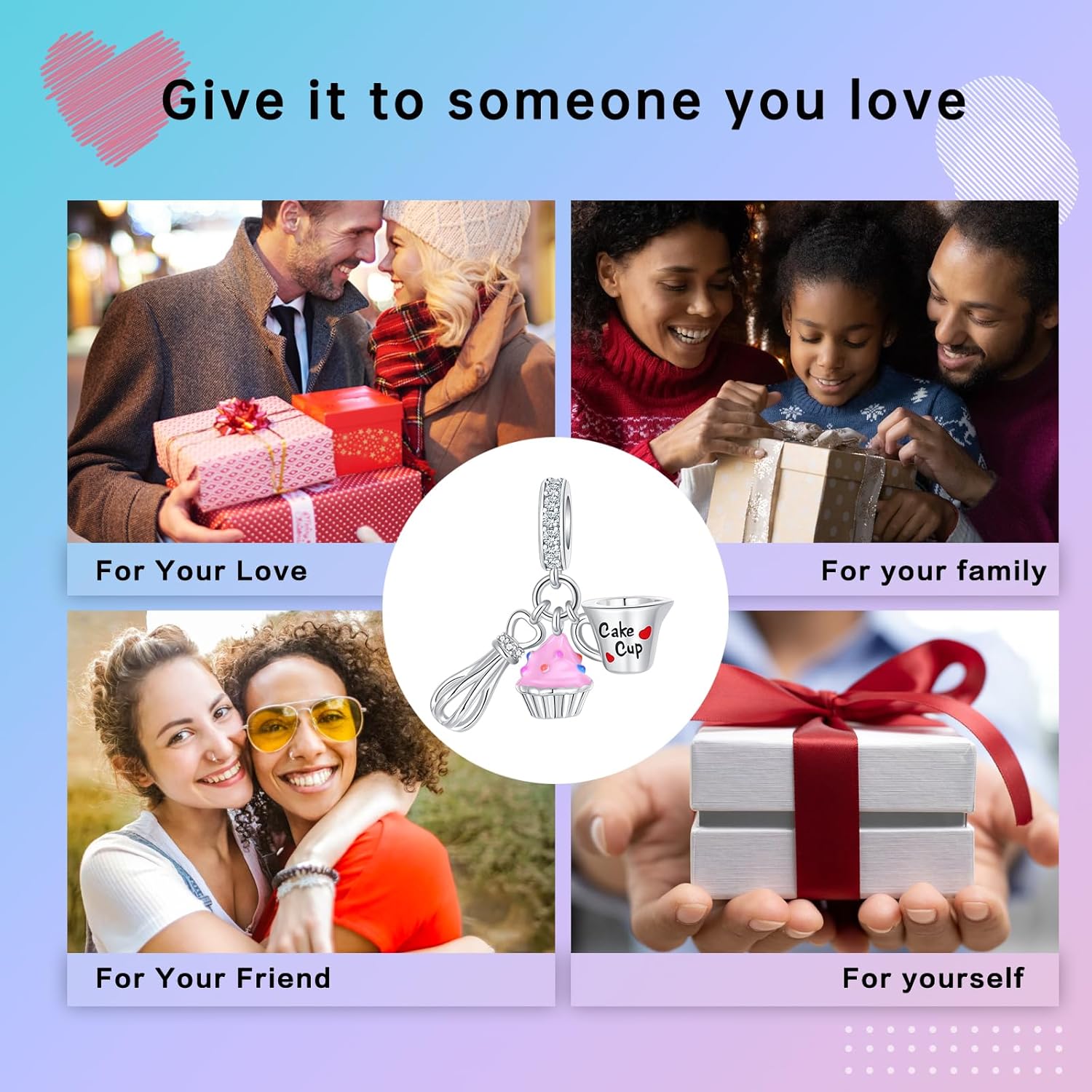 LUXILLA Love You Best Friend Grandma Wife Heart Charm 925 Sterling Silver Charms Fit for Bracelets Necklace Jewelry Gift for Women - Image 7