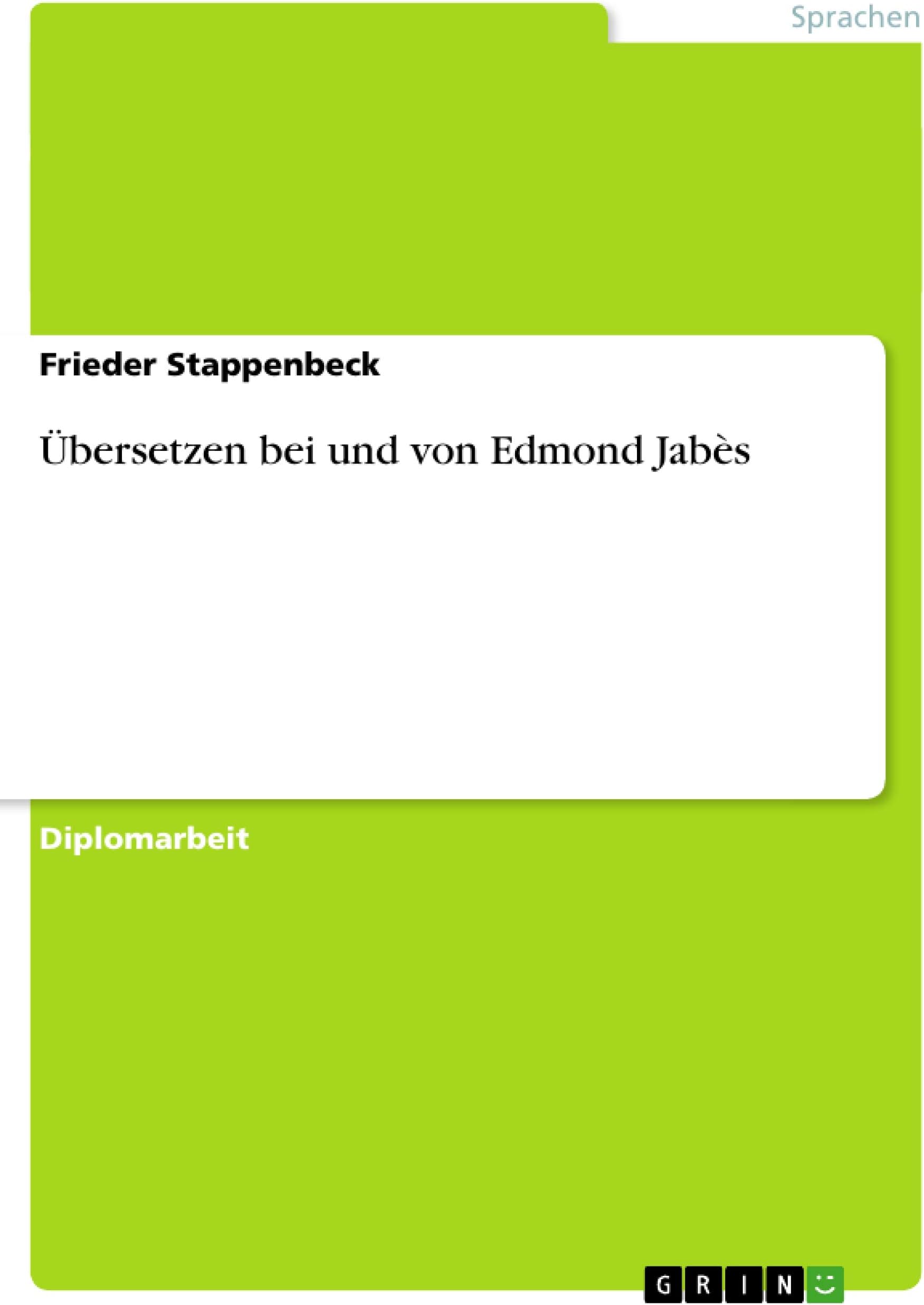 Übersetzen bei und von Edmond Jabès