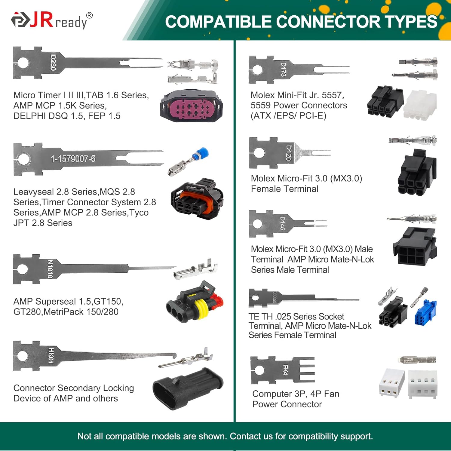JRready JRDDS Series Terminal Removal Tool Kit Molex Pin Extractor Tool with Storage Handle 9 Replaceable Tips for AMP Delphi Molex Bosch Connectors ACTCRH7A07 Extraction Tools