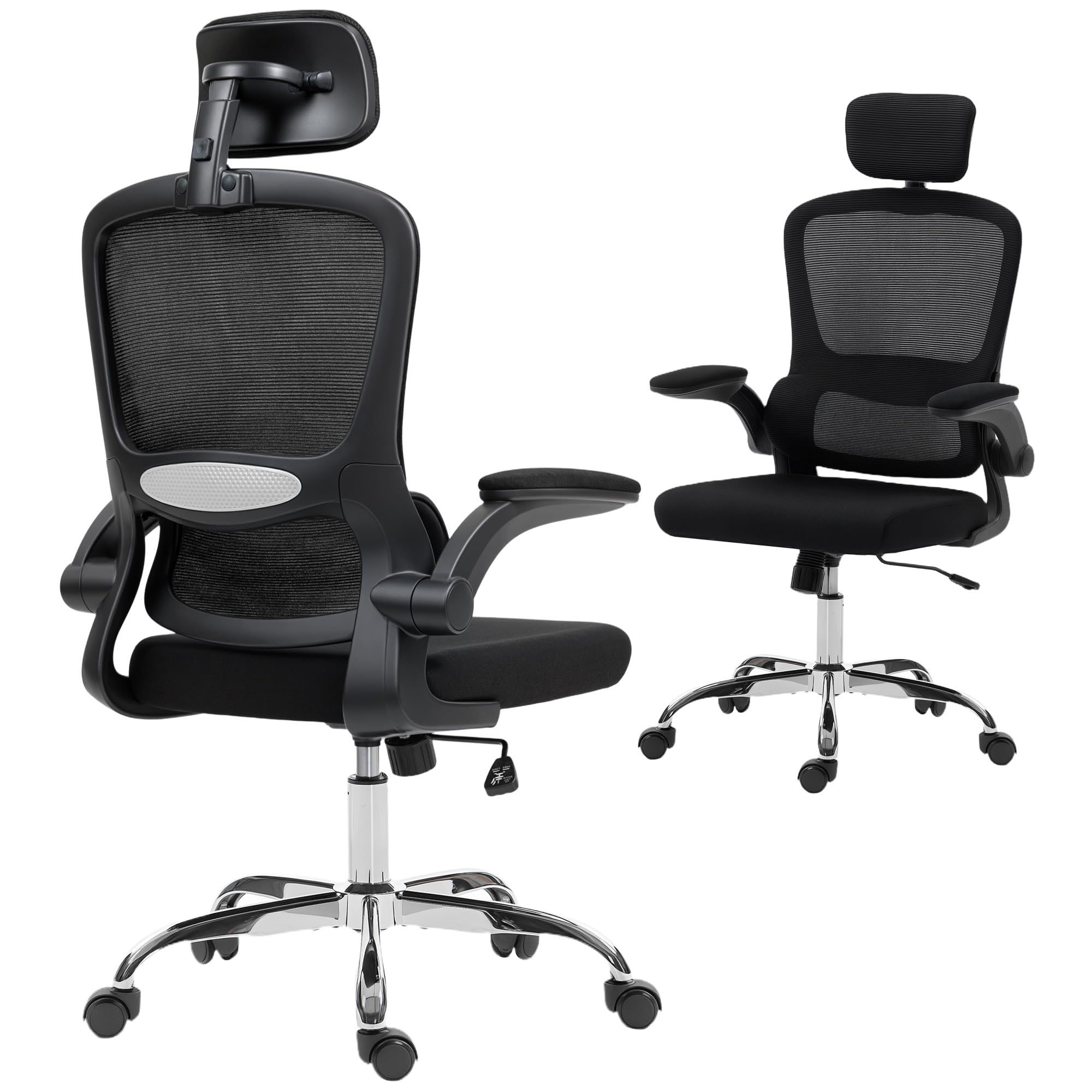 Homcom Unisex Black High Back Mesh Computer Desk Chair With Lumbar Support In