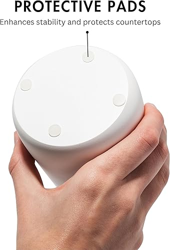 Miniatura 4 de Soporte para cepillo de dientes y pasta de dientes blanco mate y taza para tocador de baño y encimera, organizador redondo para cepillos de dientes