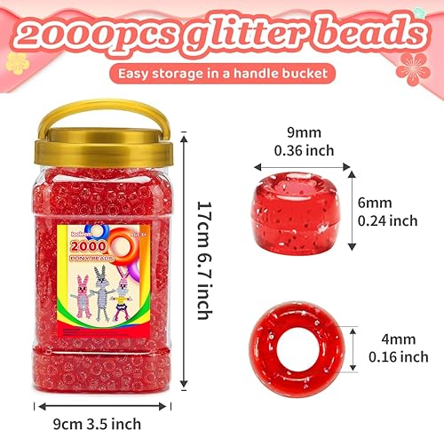 Vista 57 de Iooleem Cuentas de pony (2000 cuentas de poni negras), cuentas para hacer joyas, cuentas para manualidades, suministros de cuentas