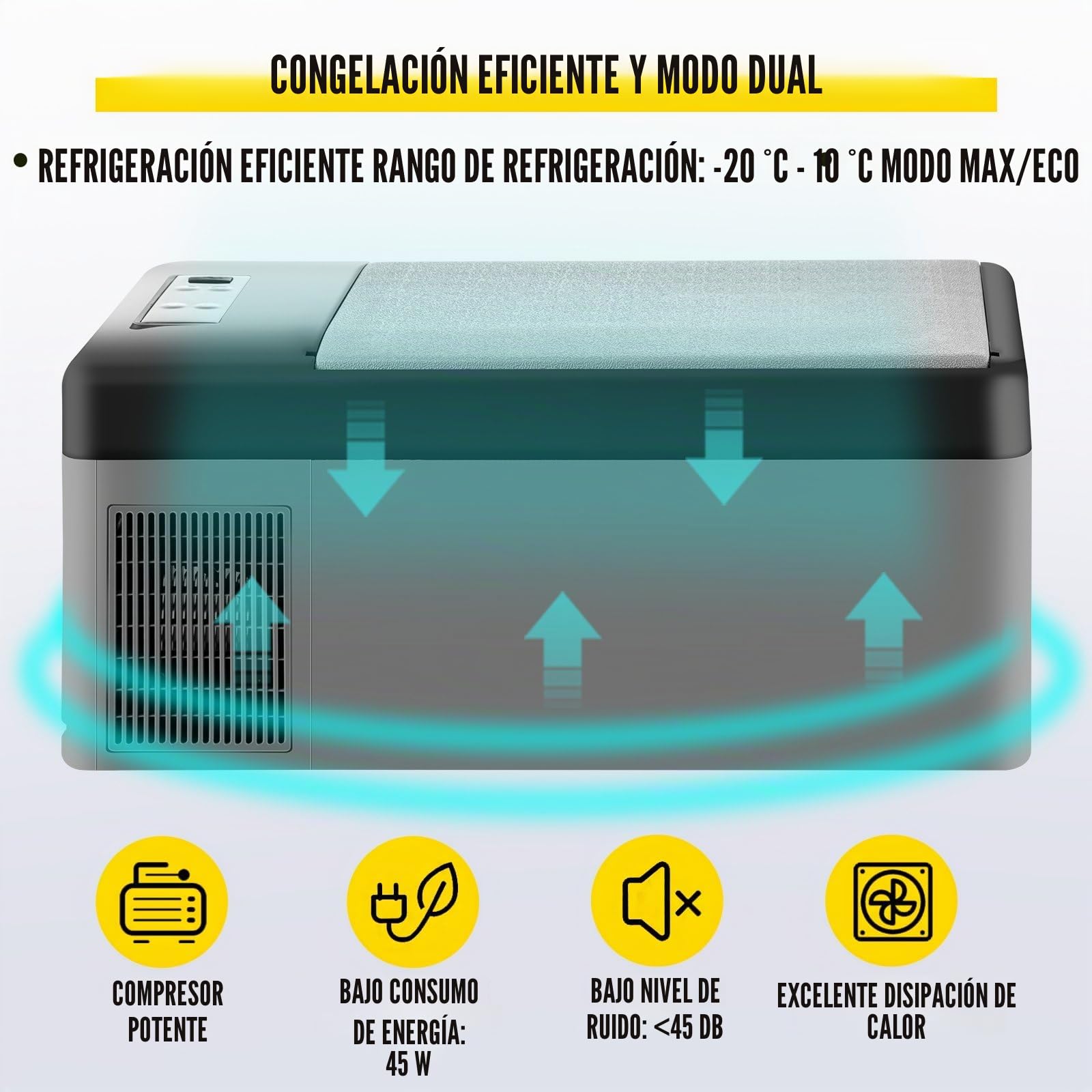 15L Mini Nevera Pequeñas Portátil Eléctrica Congelador Compresor Refrigerador de Coche 12V Rango de Temperatura - 20 ℃ - 10 ℃,Adecuado para Familias, Campamentos, Autocaravanas, etc.