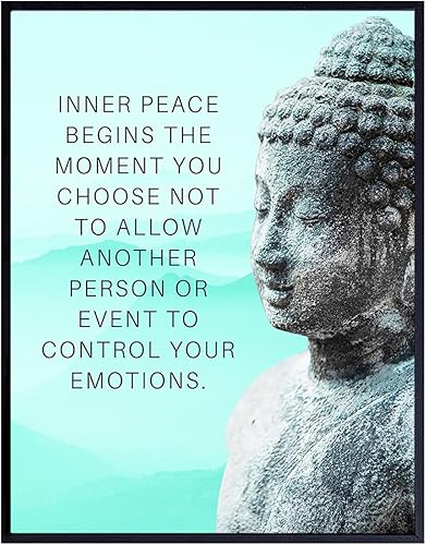 Vista 17 de Buddhism Buddha Statue Art Print - Inspirational Motivational Zen Quote Wall Decor for Bathroom, Home, Apartment, Spa, Yoga or Meditation Room