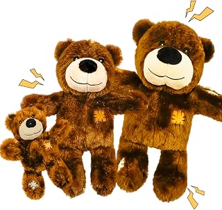 3 Packs Squeaky Dog Toys, Cute Teddy Bear Plush Puppy Compan Toys with Squeakers, Durable Stuffed Animal Chew Toys for Small Medium Large Dogs, Perfect Pet Teething & Interactive Play Gifts