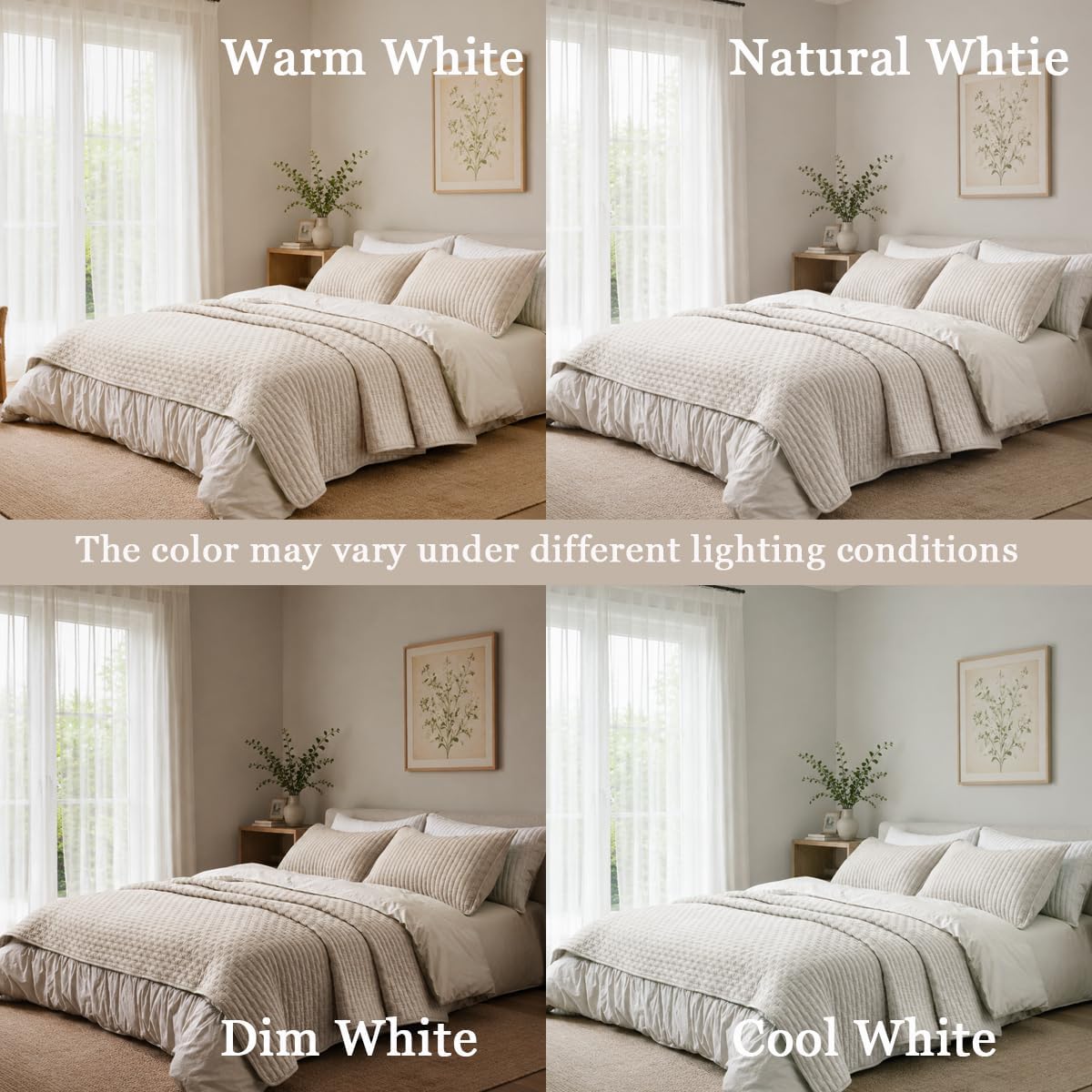 Oversized King Size Cotton Quilt Bedding Set with 2 Pillow Shams,120"x120" Breathable Coverlet Bedspread All Season, Textured Like Linen, Anti-Slip No Wrinkle Comforter Cover,Beige