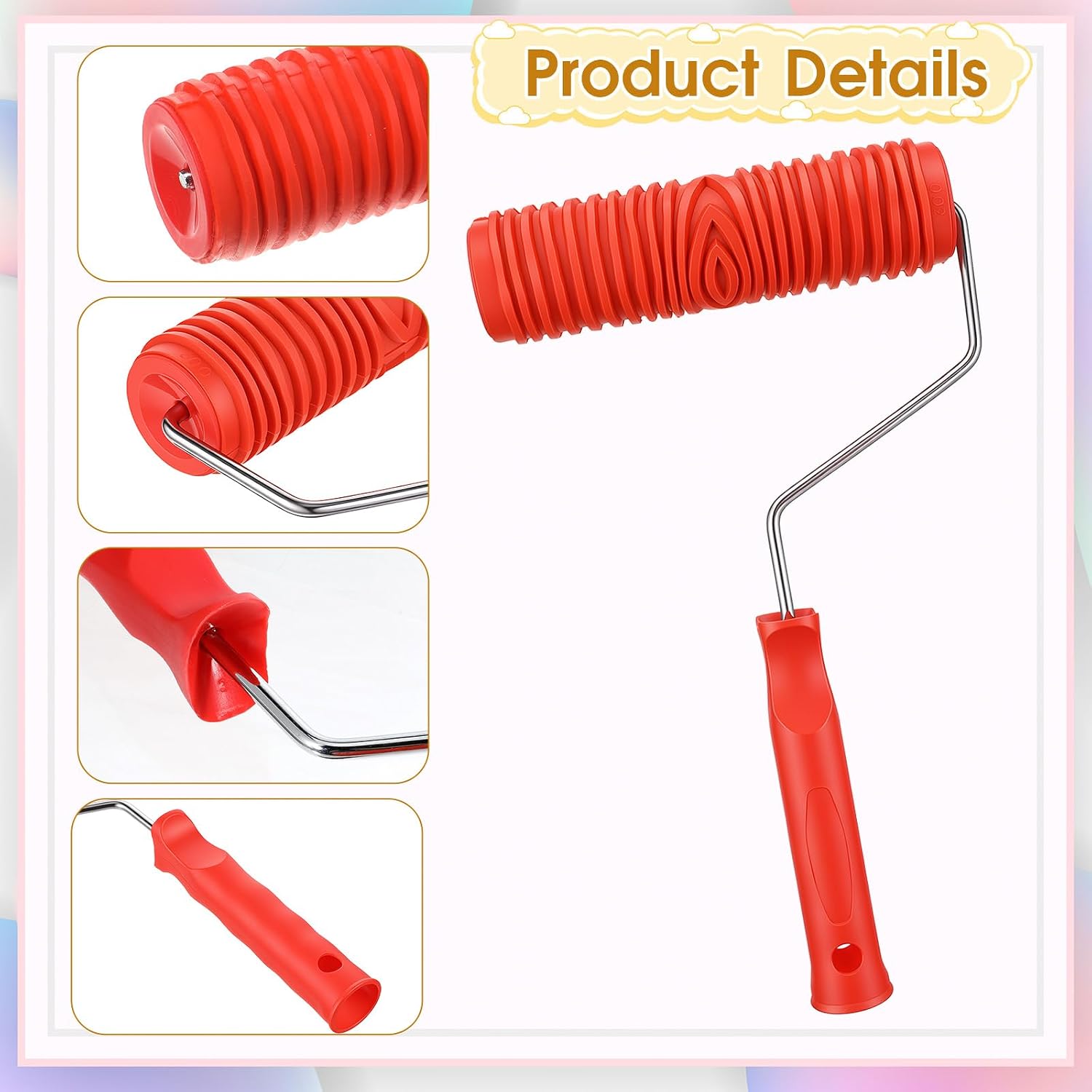 2 PCS 7'' Texture Paint Roller for Wall, Drywall Texture Roller Textured Paint Rollers Pattern Rubber Rollers Textures Tool DIY Decorative Art Paints for Walls, Furnitures and Floors