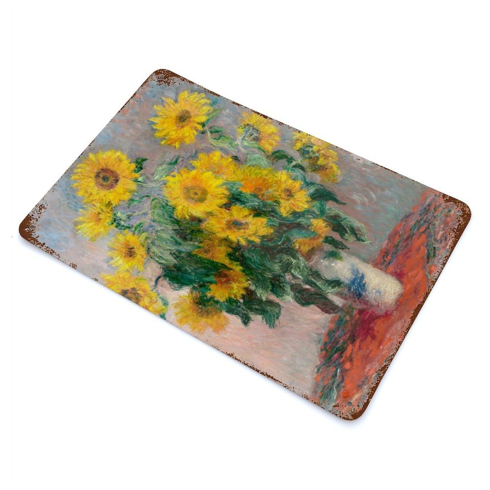 Bouquet of Sunflowers Rustic Tin Plaque 11.8"x7.9", Ideal for Shed, Workshop And Garage Wall Decor