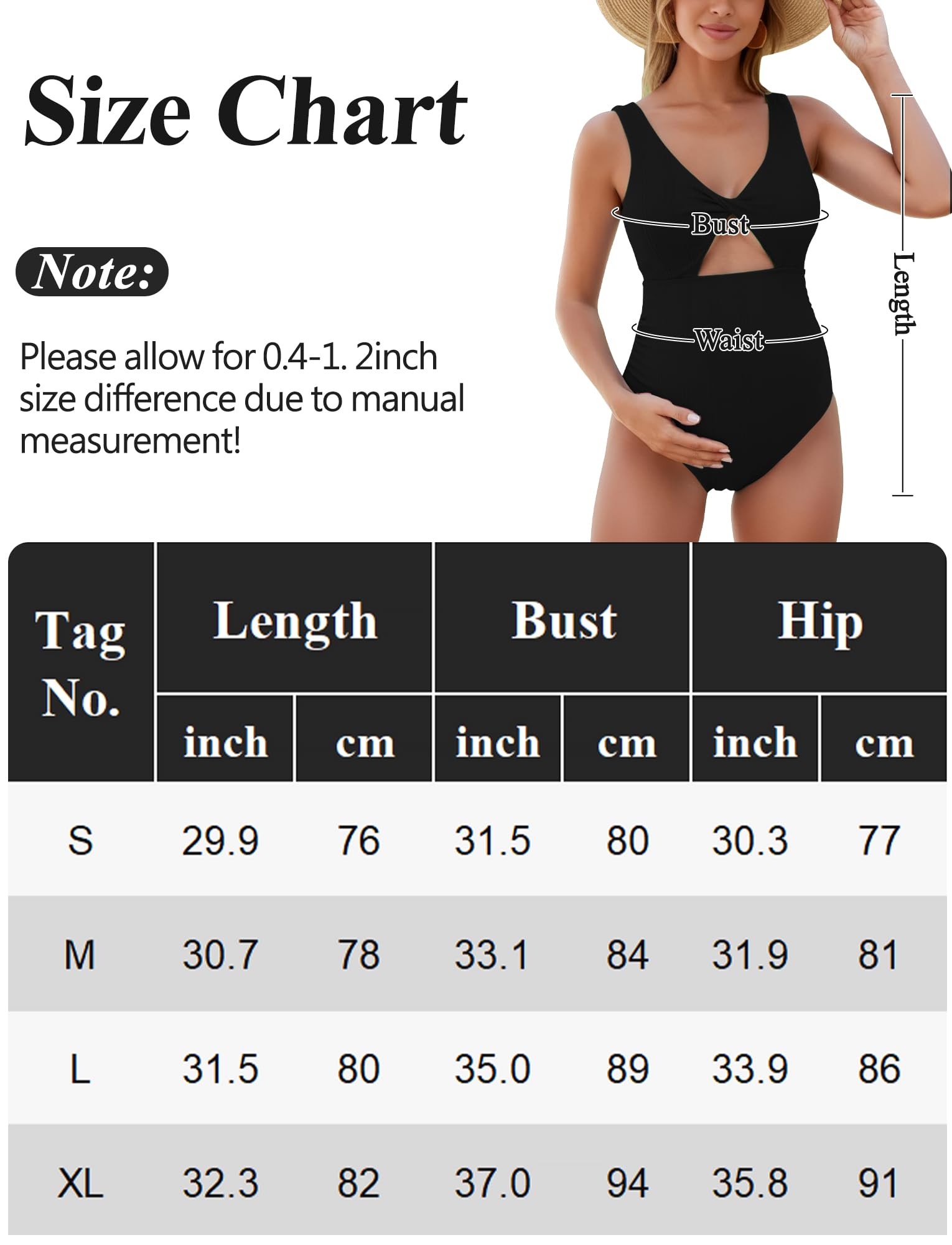 FEOYA Traje de baño de maternidad de una pieza para embarazo, traje de baño para mujer, cuello en V, nudo de corbata, cómodo bikini elástico para playa, tomar el sol, S-XL