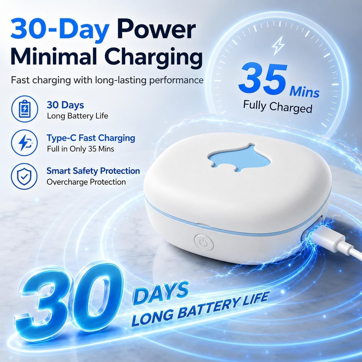 3-in-1 Ultrasonic Contact Lens Cleaner【Industry-Leading 65,000Hz Ultrasonic Power】 Contact Lens Cleaner Machine with Contact Lens Applicator Tool,Blue