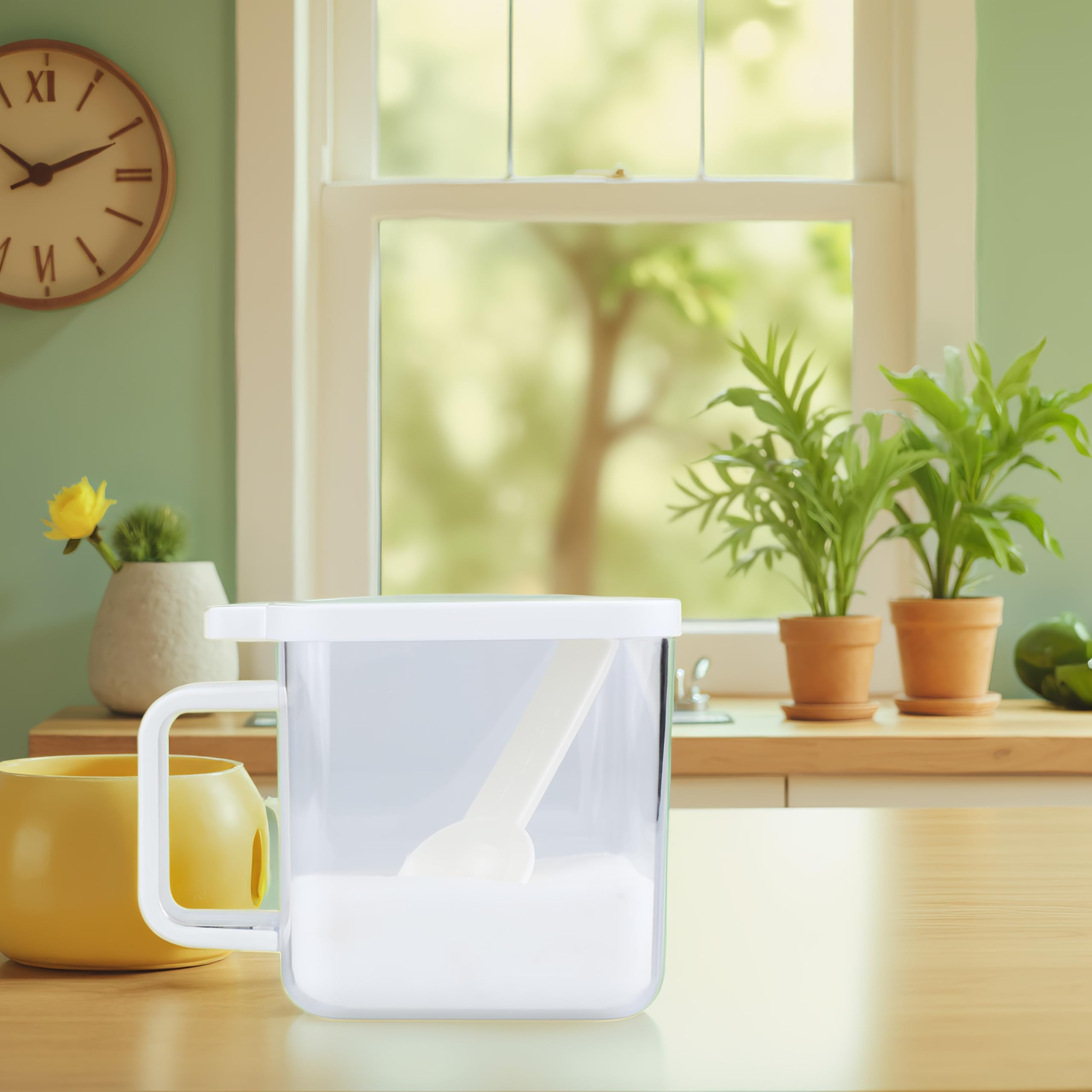 EIKS Ollas transparentes para condimentos con forma cúbica con cuchara para almacenar y servir especias, sal, azúcar, pimienta en el hogar, cocina, mostrador, restaurante