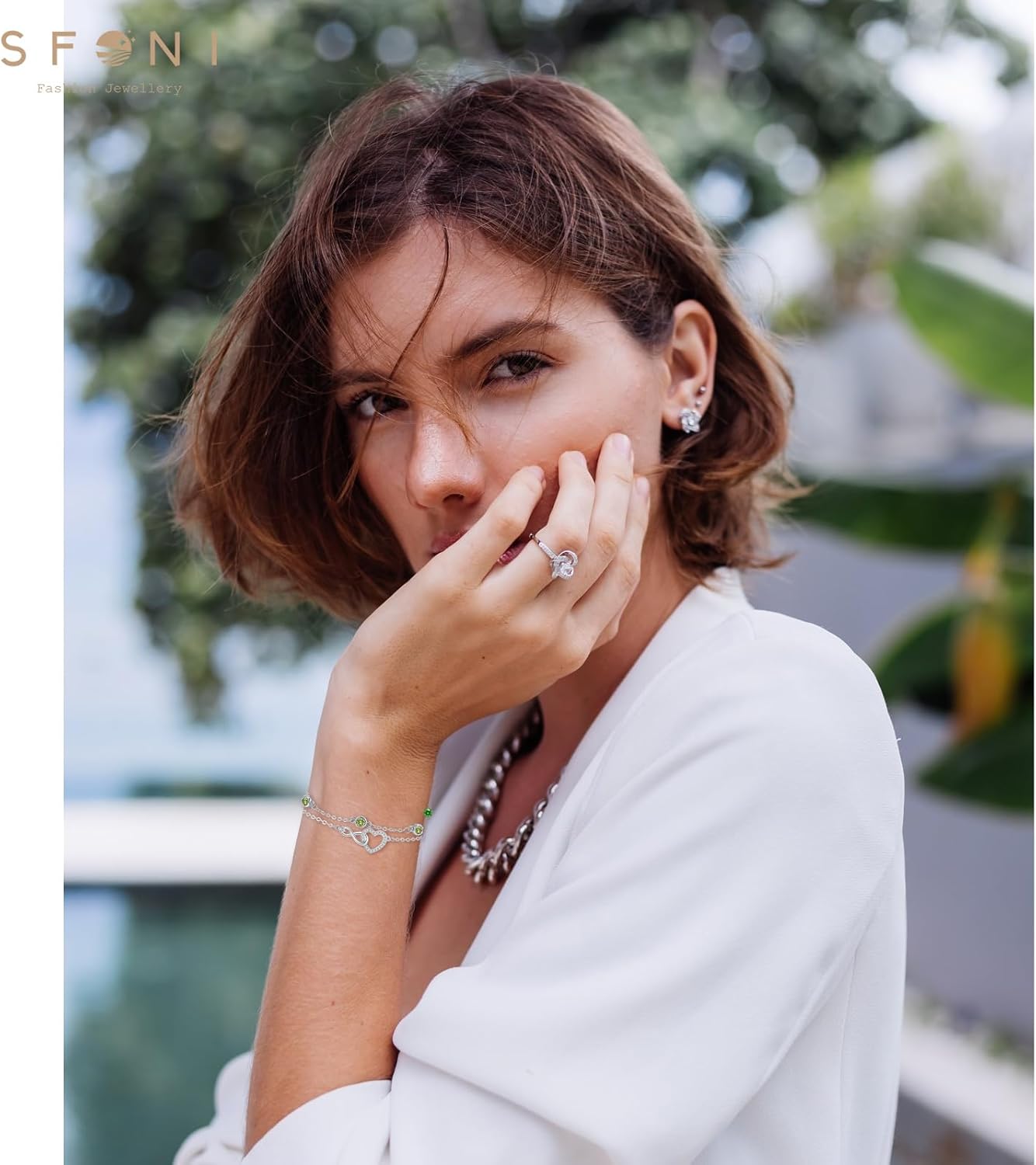 Silver Bracelet for Women, Infinity Heart Bracelet with Cubic Zirconia Adjustable Layered Bracelets Forever Love Jewelry Gifts for Mom Wife Girlfriend Friend Birthday Wedding Bride - Image 5