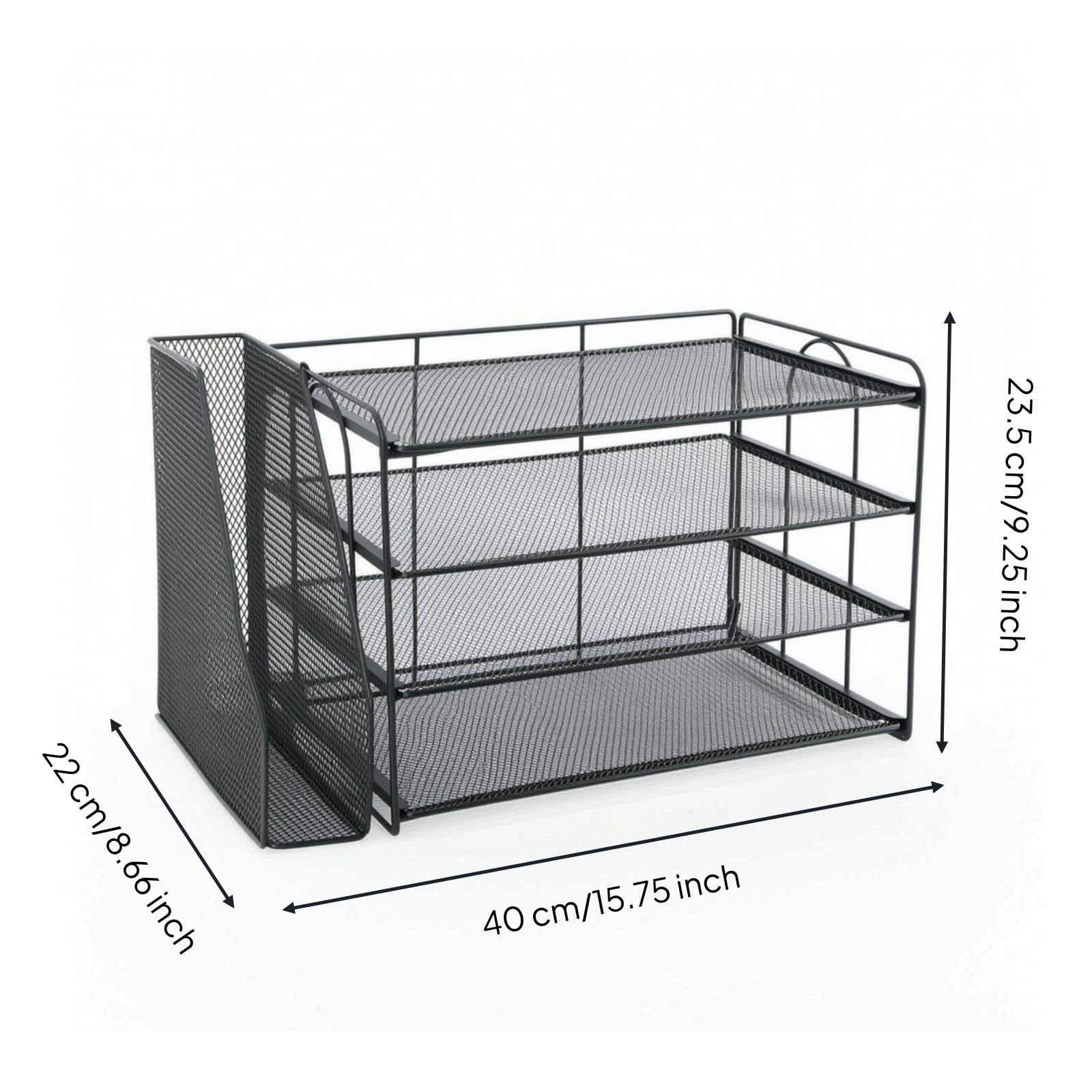 Organizzatore in Filo Metallico con Scomparti Multistrato Scaffale da Scrivania a 4 Ripiani Multiplo Vassoio Portadocumenti per Professionisti, White