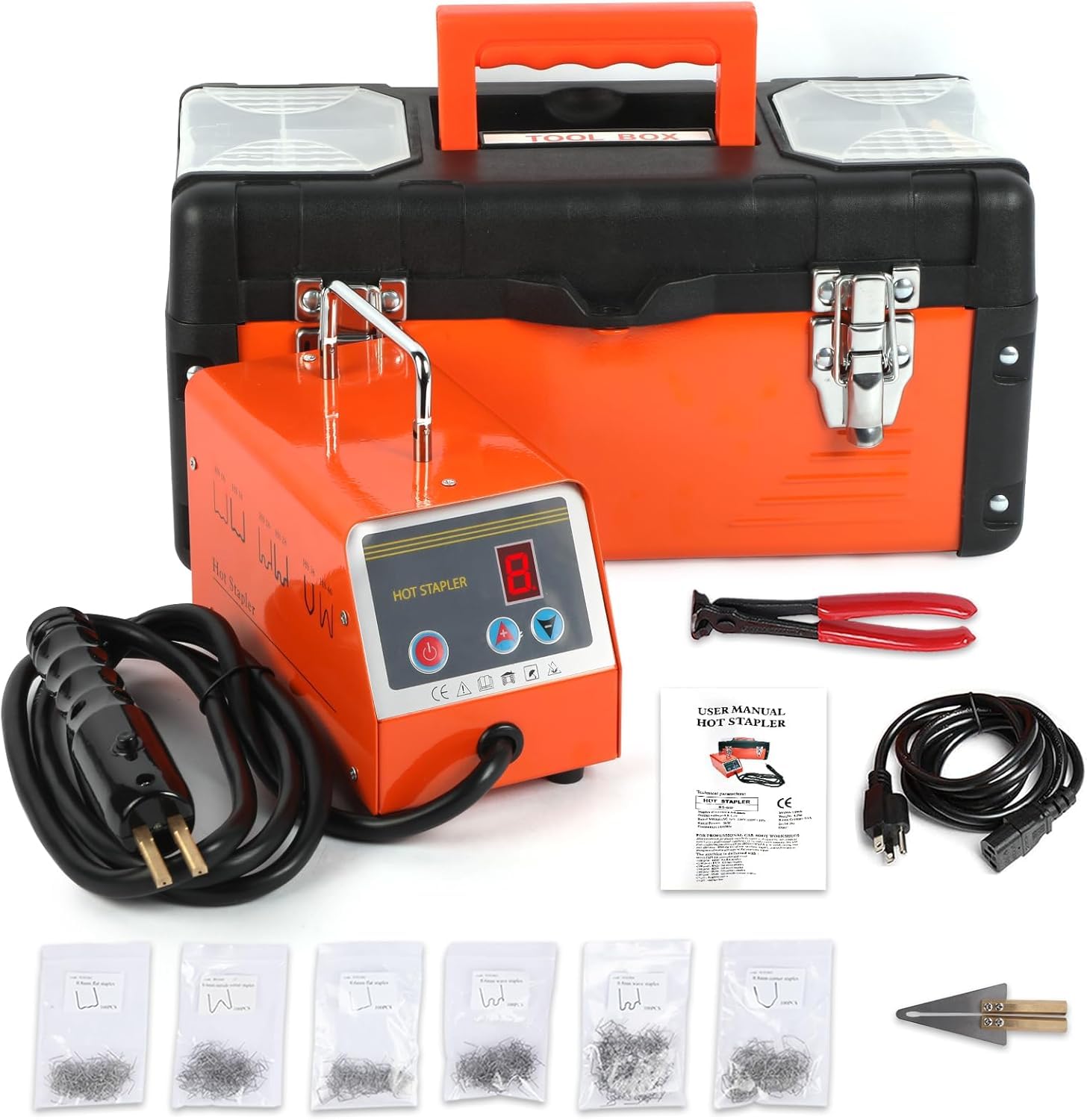Plastic Welding Kit 110V Plastic Repair Welder with 5-Level Adjustable Power - Hot Stapler Kit & Storage Tool Box