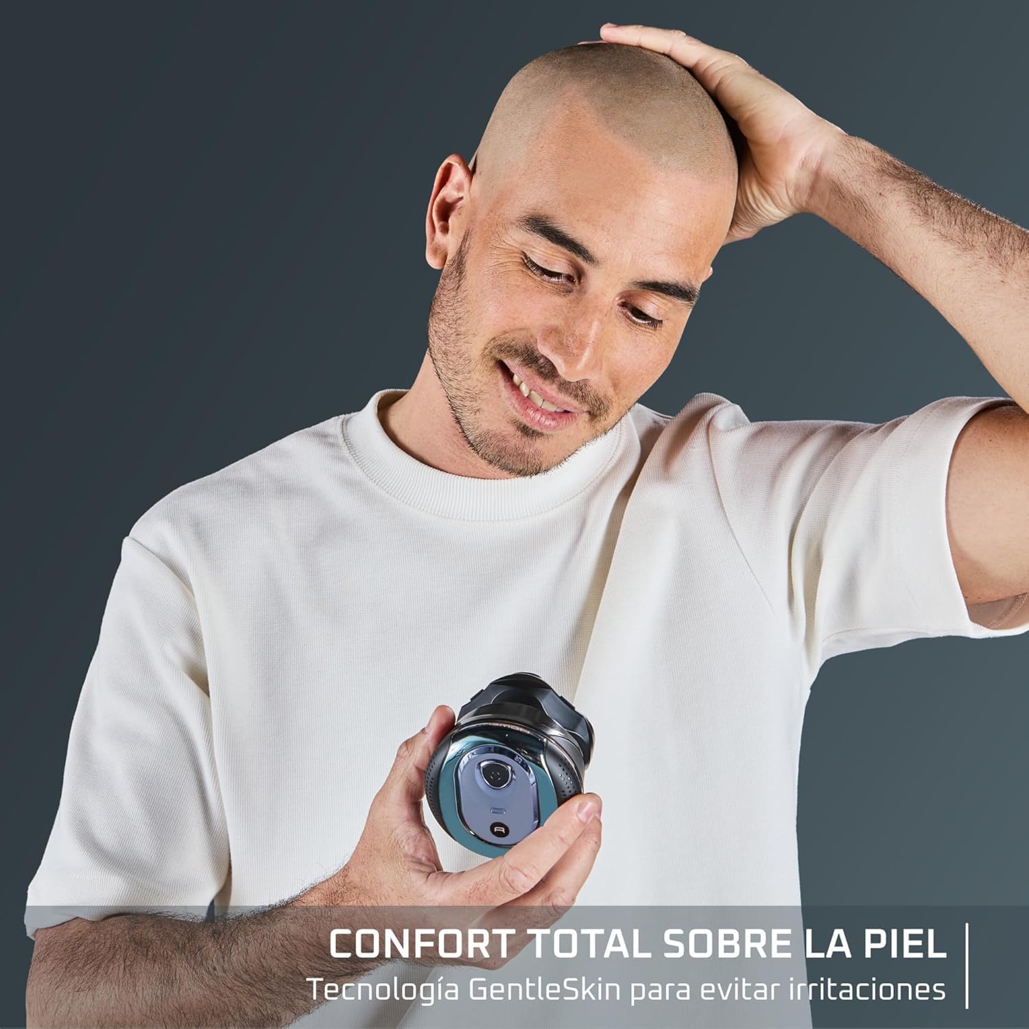 Rowenta Barber Experience, Afeitadora de Cabeza, 5 cabezales con cuchillas de recubrimiento de titanio, apura hasta 0,1 mm, autonomía de 80 min, resistente al agua, neceser de viaje, TN3110E0