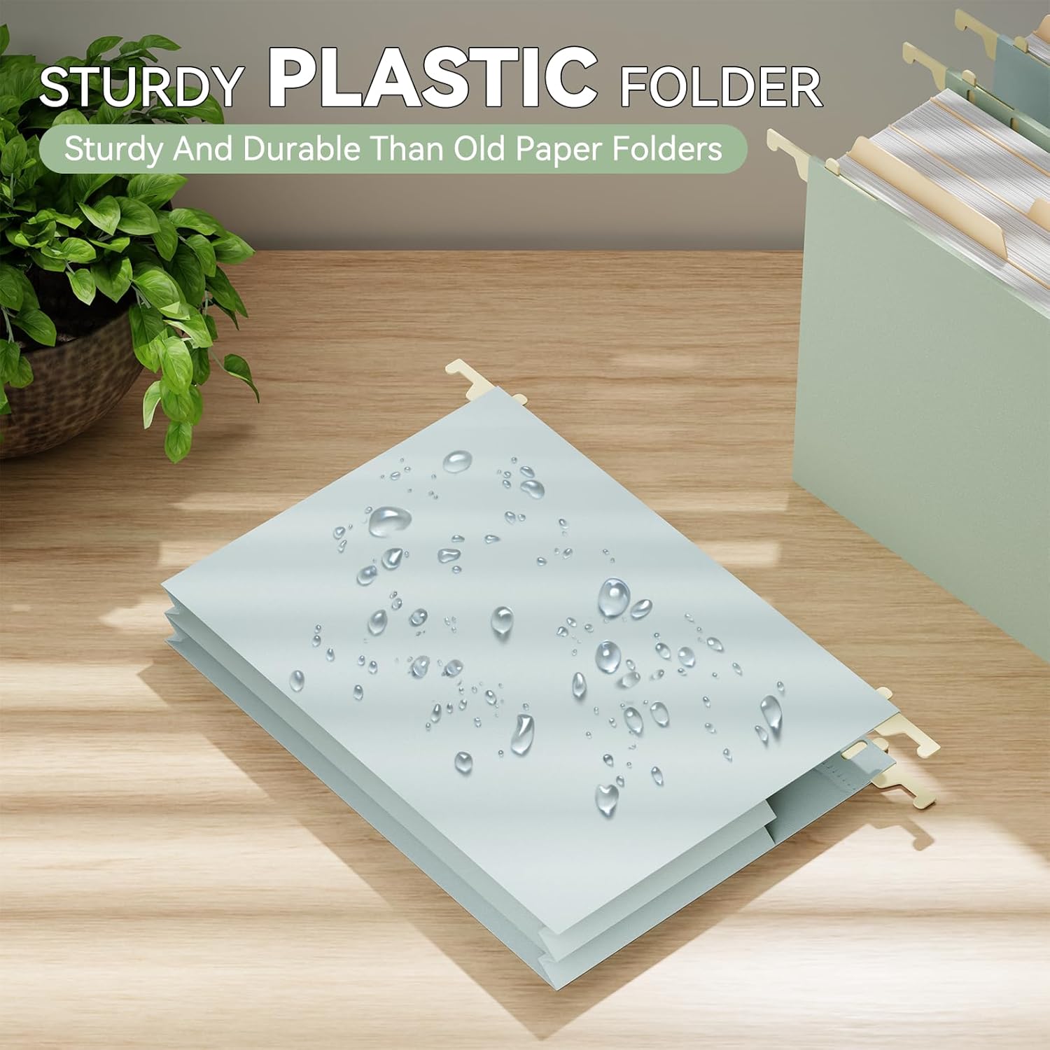 Plastic Extra Wide Hanging File Folder Letter Size,Heavy Duty Reinforced 3" Expansion Accordian Pocket,6 Pack Filing Cabinet Folders with Tabs,Pastel Color Hanging Organizer for Bulky Files