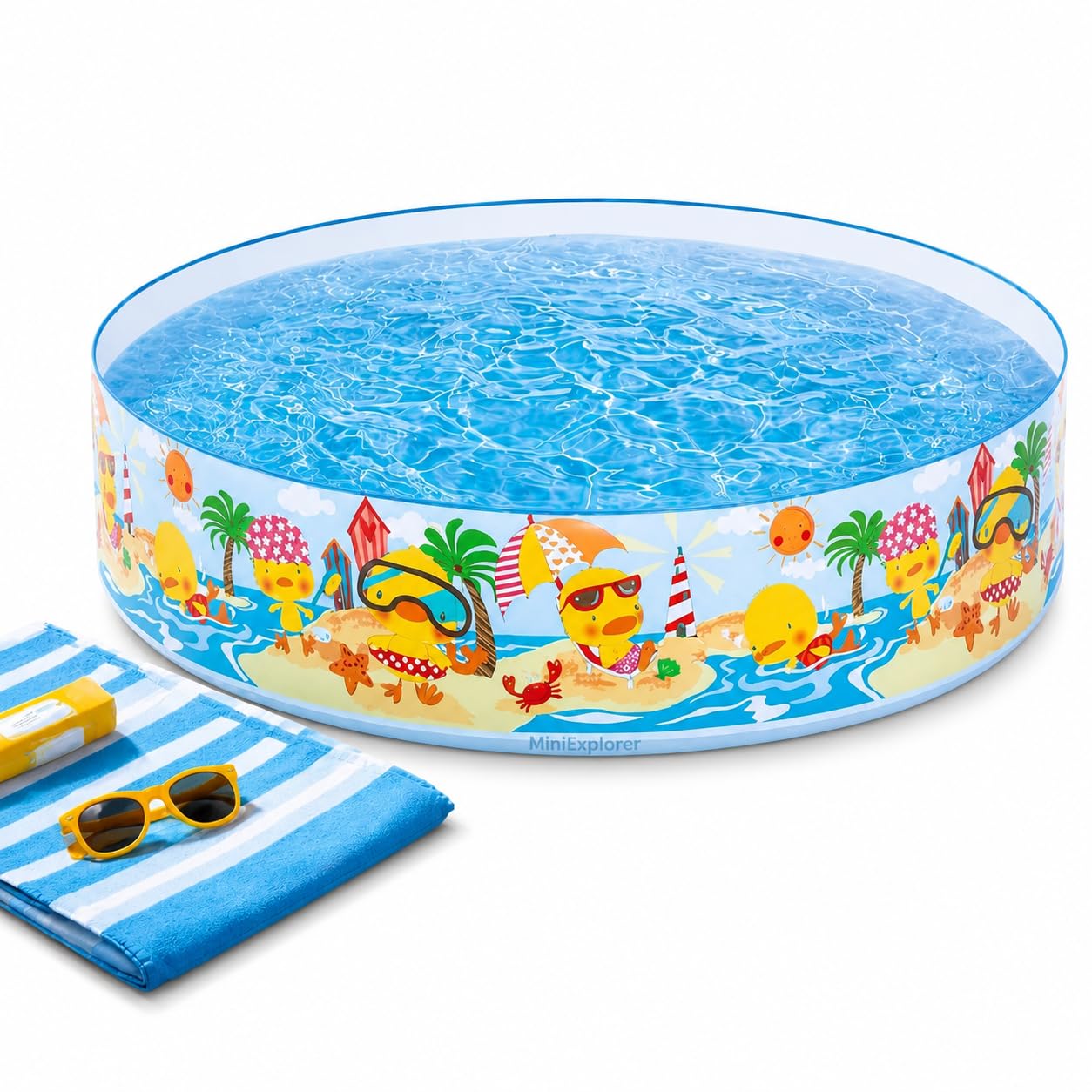 MiniExplorer 4 Feet Non-Inflatable Swimming Pool for Kids | No Air Pump Needed | Foldable Bath Tub for Home, Garden & Farmhouse Use | Easy Setup Pool – 4ft Round Water Play Tub