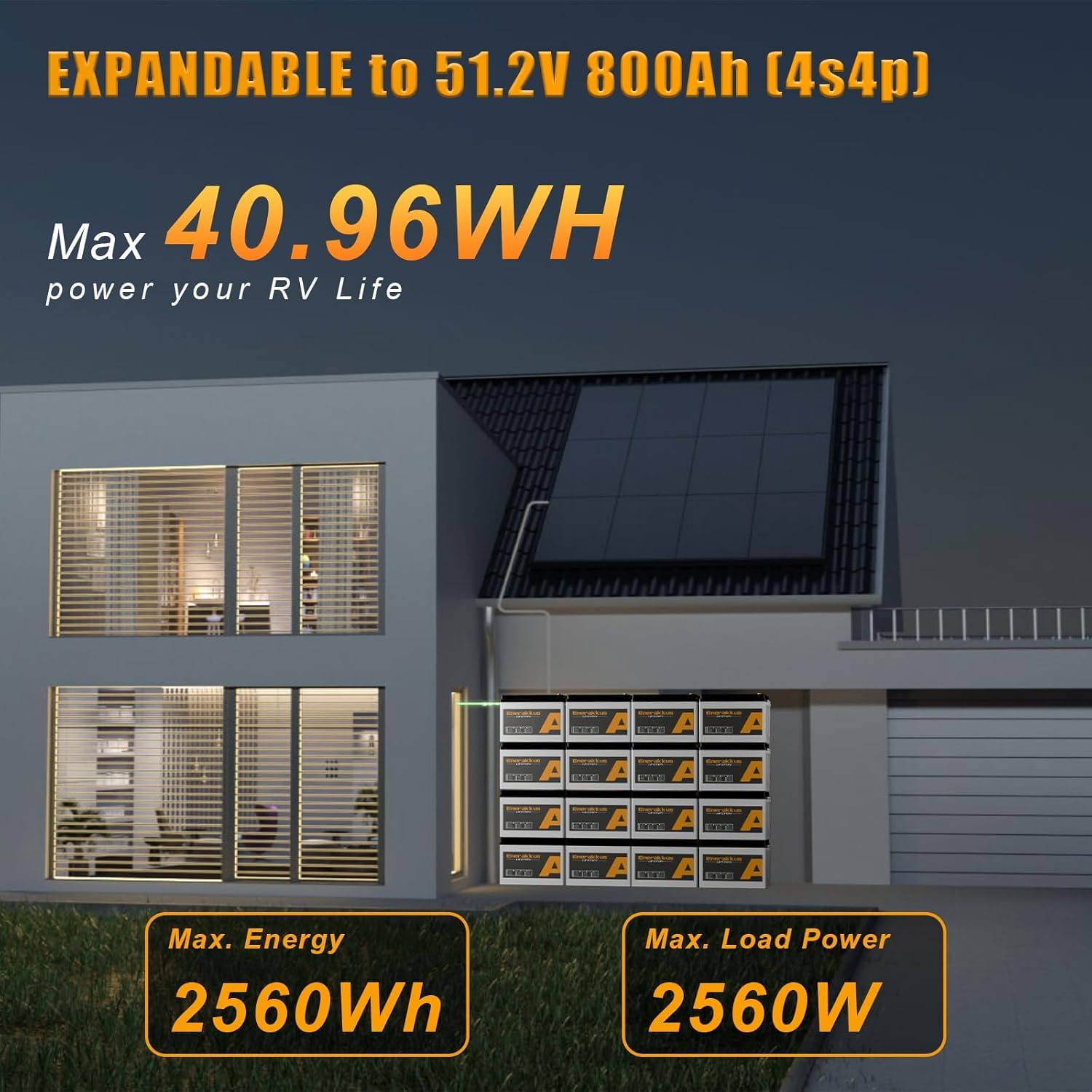 Batería de litio Enerakkus 12V 200AH LiFePO4 de tamaño mini, batería Bluetooth de 2560Wh, BMS de 200Ah con protección contra bajas temperaturas, para autocaravanas, sistemas solares, barcos y camping.