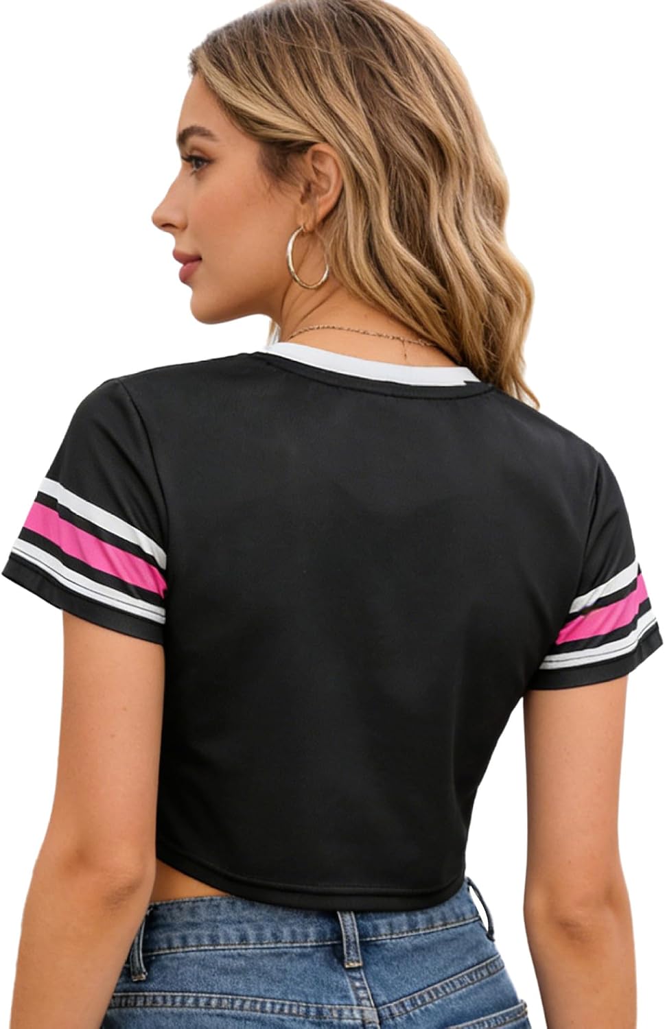 Women Cheerleading Outfits Casual Crop Tops Tennis Sports T-Shirts Carnival Cheer Dance Tops