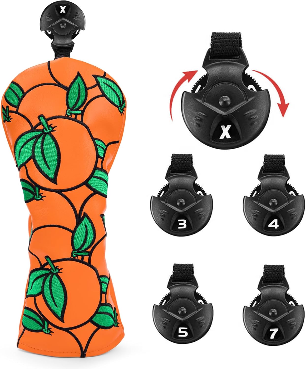 Montela Golf Club Covers Orange Golf Head Cover Driver Covers Fairway Wood Headcover Hybrid Cover Leather Golf Headcover for Scotty Cameron Taylormade Titleist Odyssey