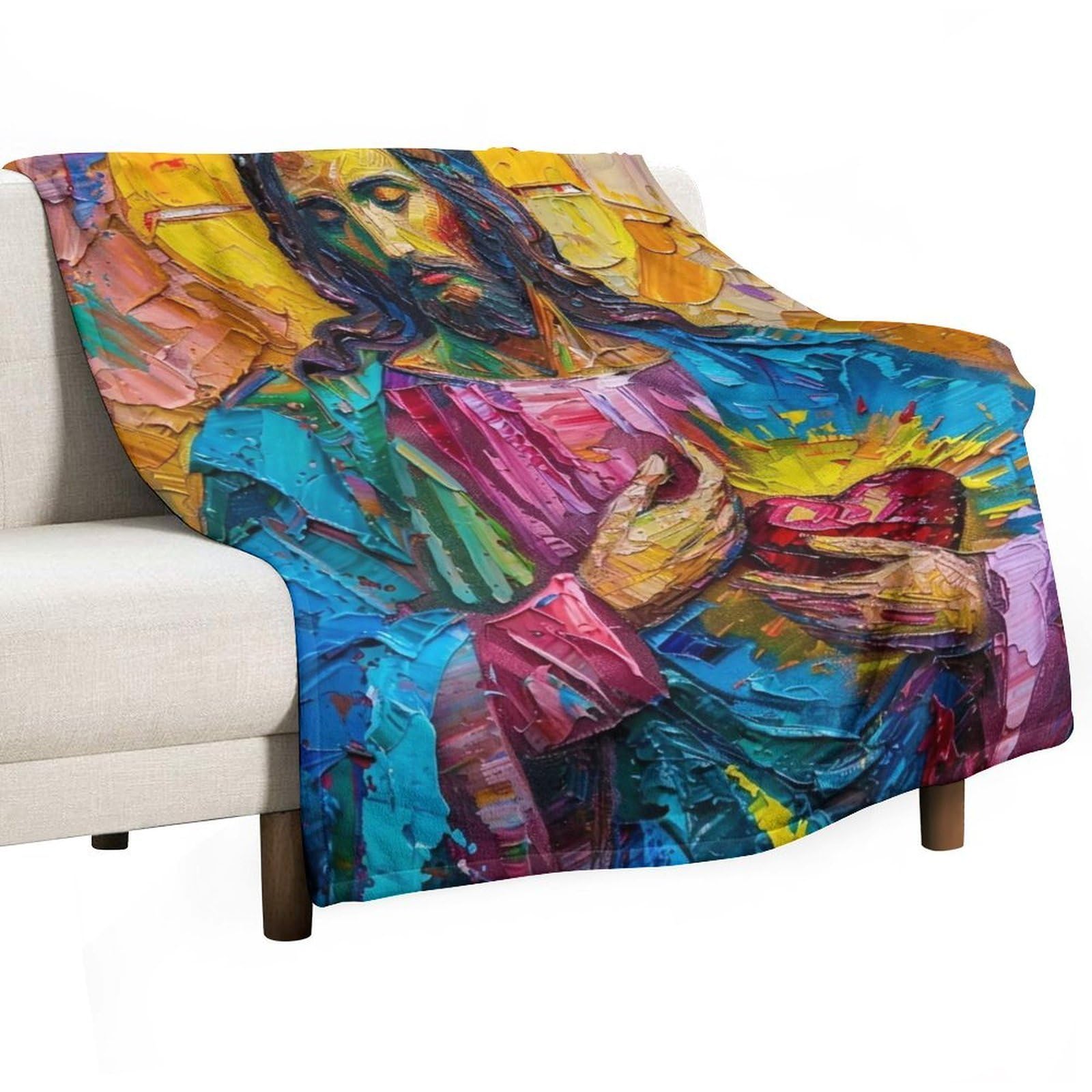 YHGSREUOH Sacred Heart of Jesus 01 Flannel Blankets Fleece Soft Throw Lightweight Plush Gifts for Couch, Bed, Cozy Sofa Plush, Chair, Lovers 138x175cm(55x70in)