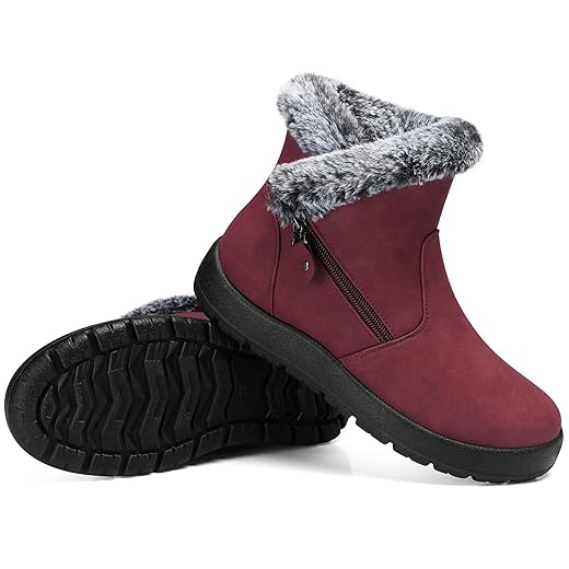SHIBEVER Winter Boots for Women Waterproof: Womens Snow Boots Warm - Ankle Fur Lined Booties - Insulated Winter Shoes