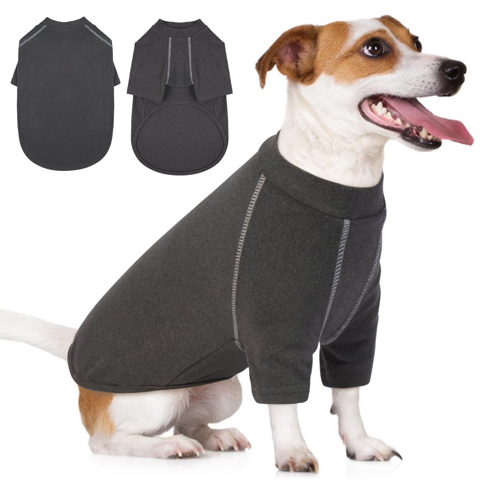 IECOii Girl Dog Sweater - Fleece Pullover Jumper, Medium Size, Grey, Warm Winter Sweatshirt for Medium Dogs Pug & Dachshund