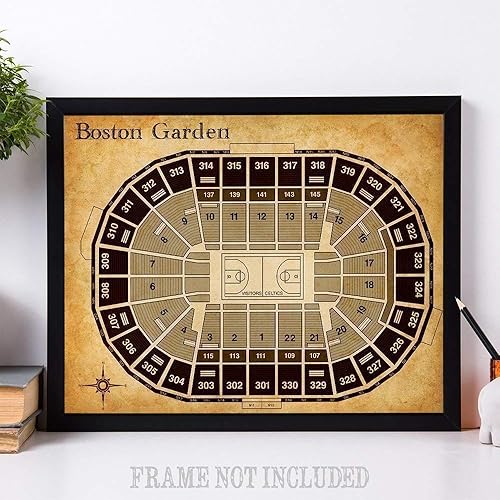 Miniatura 5 de Boston Garden - Tabla de asientos de baloncesto  Póster sin marco de 11 x 14 pulgadas  Mapa de asientos vintage e histórico, diseño de arena,