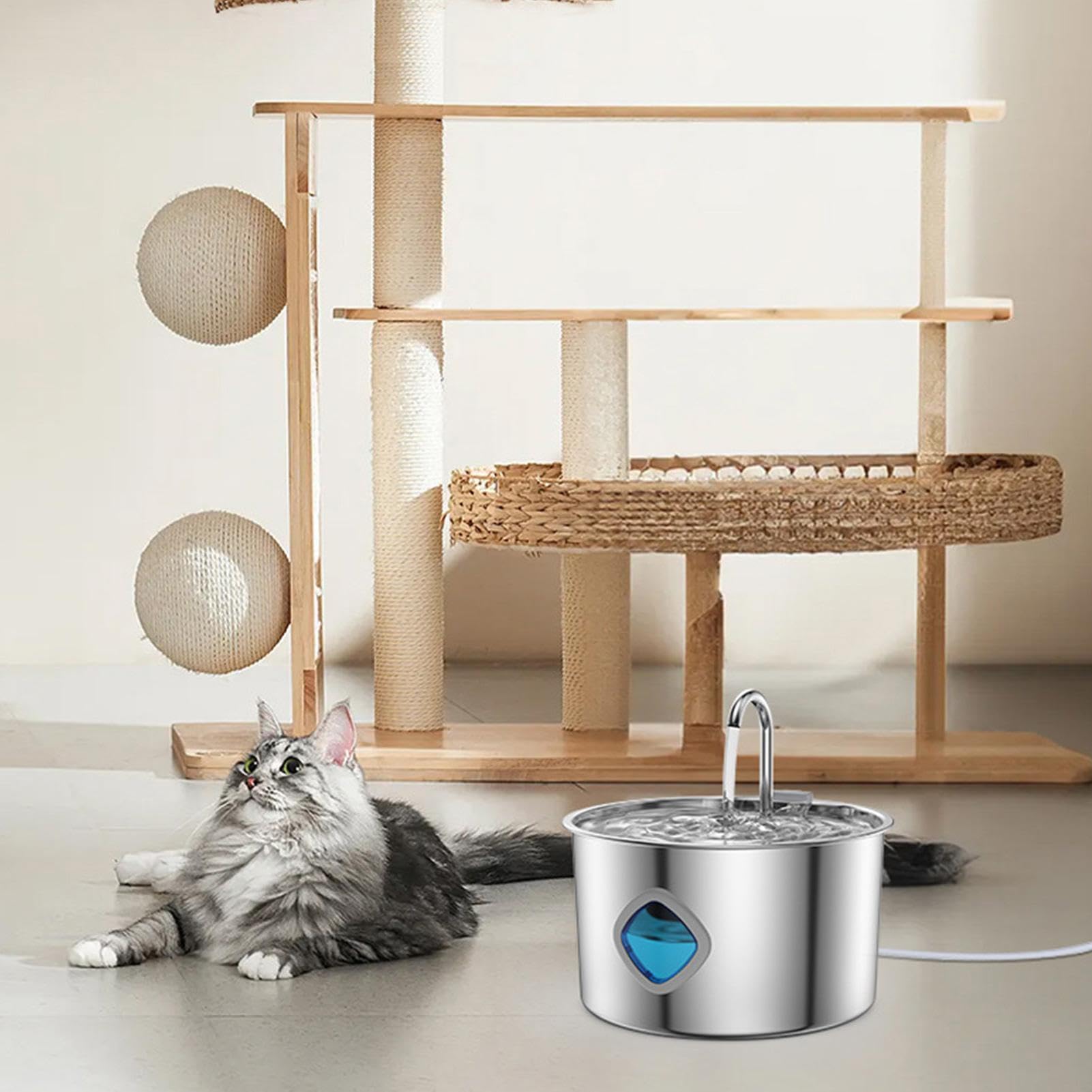 Fuente Agua Gatos Acero Inoxidable Dispensador Automático de Agua, , | 3,2 L Dispensador De Agua Para Gatos Y Perros Interior Cachorros Perros Raza Pequeña Mediana Y Grande