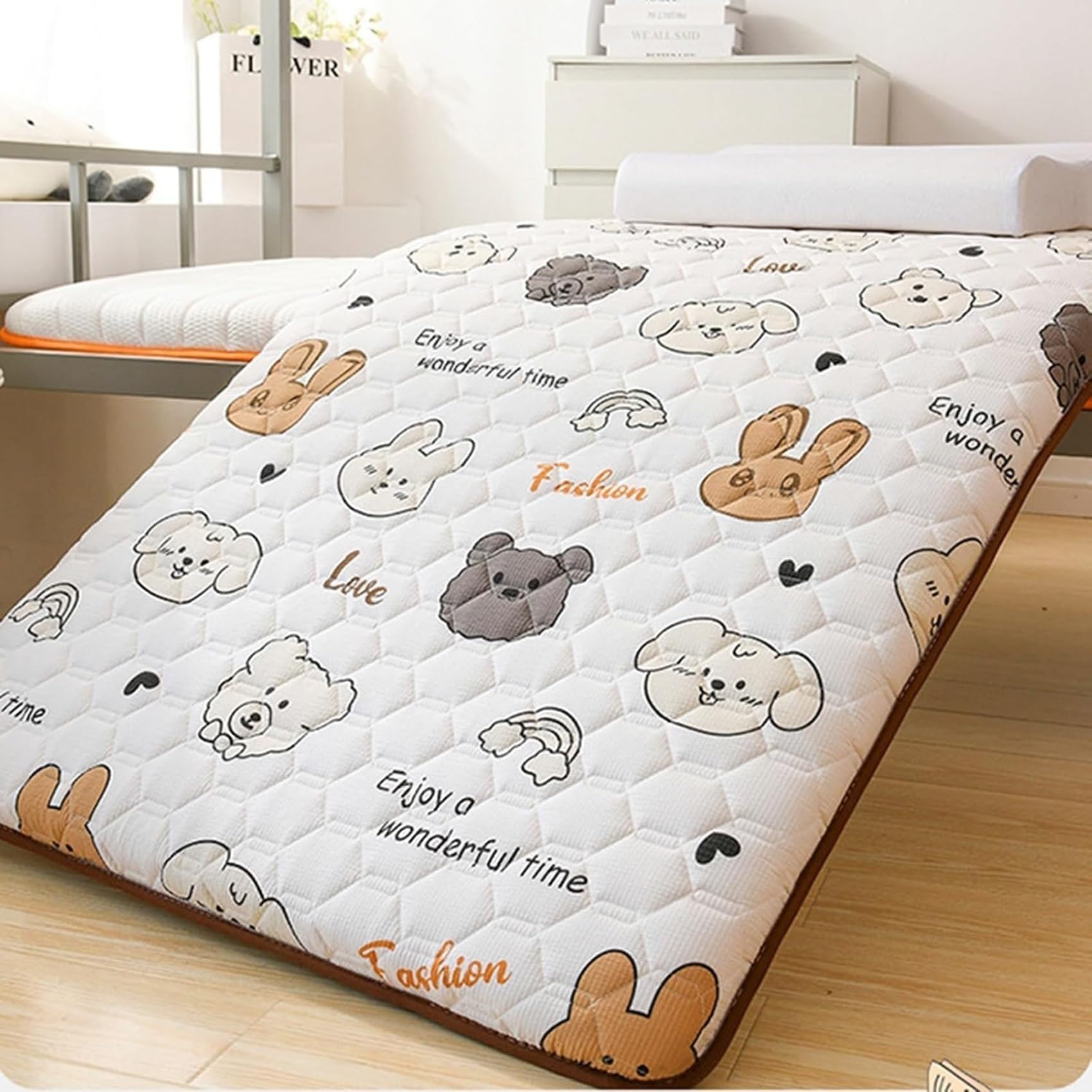 Matelas Futon Japonais Pliable - Tapis De Sol 1 Place 90/100 ou 2 Places 150/180 - Coton,Matelas Portable Pliable Doux(EE,90x190cm)