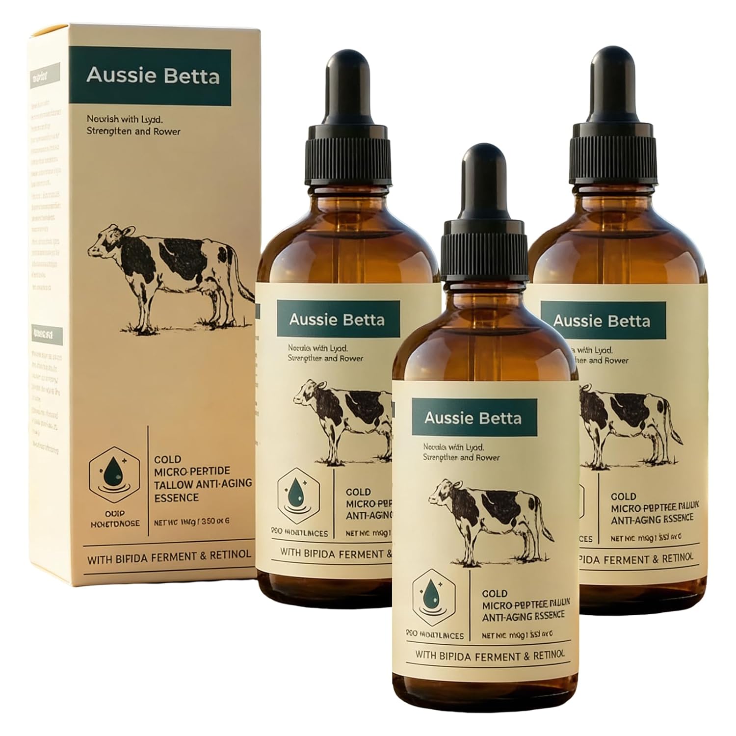 Para La Cara, Retinol Golden Micro-Peptide Tallow Serum-Gentle Anti-Aging for Sensitive Skin, Daily Skin Conditioning & Moisture Support, Healthy-Looking Glow (2Pc)