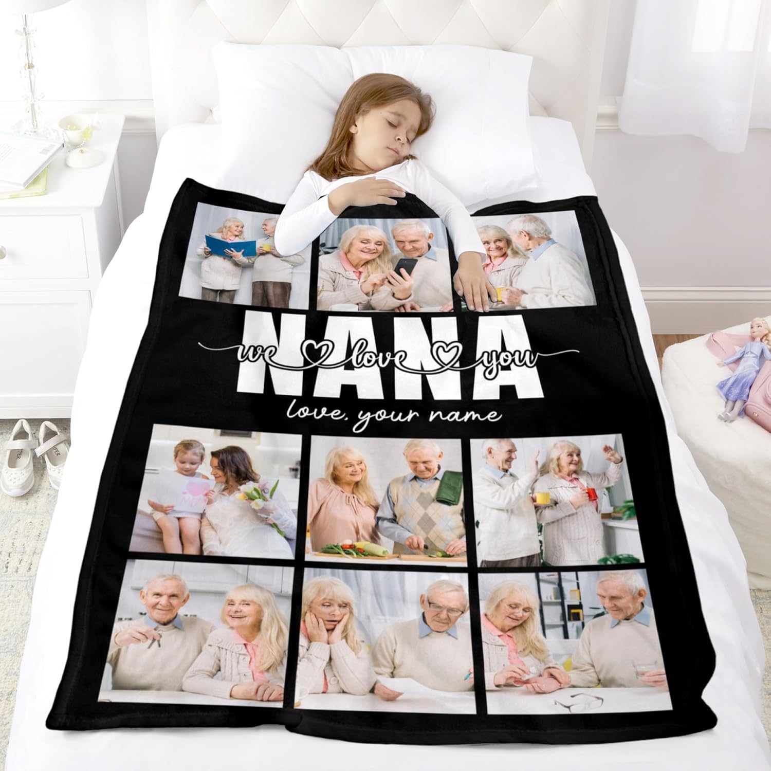 Nana Blanket Personalized Gifts Mothers Day Blanket for Nana from Grandkids Custom Blankets with Photos Picture Throw Customized Photo Blankets Christmas Mothers Day Birthday Gift - Image 5