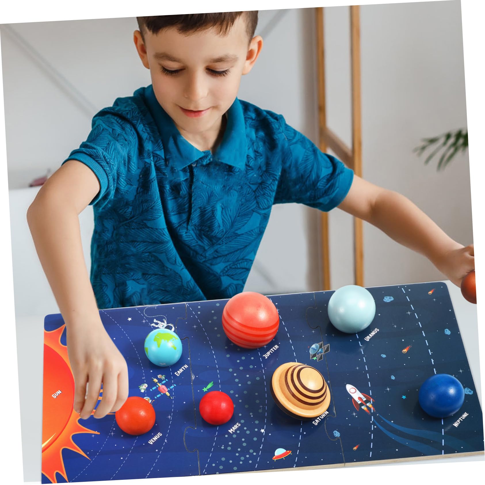 Toyvian Puzzle Planetario Solare in Legno Educativo per Bambini 3+ Anni, Giocattolo Spaziale Didattico Resistente, Pianeti Solare per Gioco e Apprendimento