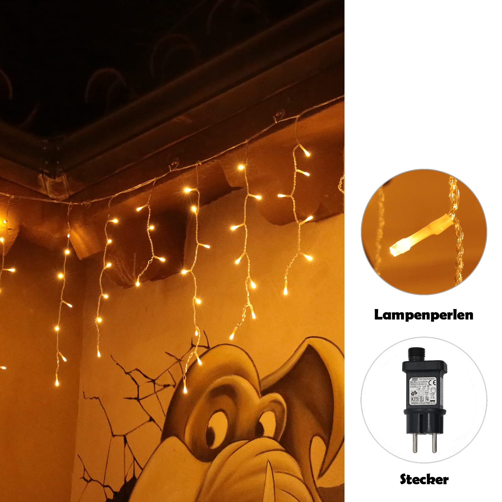 interGo Lichterkette Eisregen Außen, 15m 600er LED Lichtervorhang LED mit Timer, IP44 wasserdicht 8 Modi für Innen Außen Weihnachten, Schlafzimmer, Party, Hochzeit, Balkon, Garten Deko